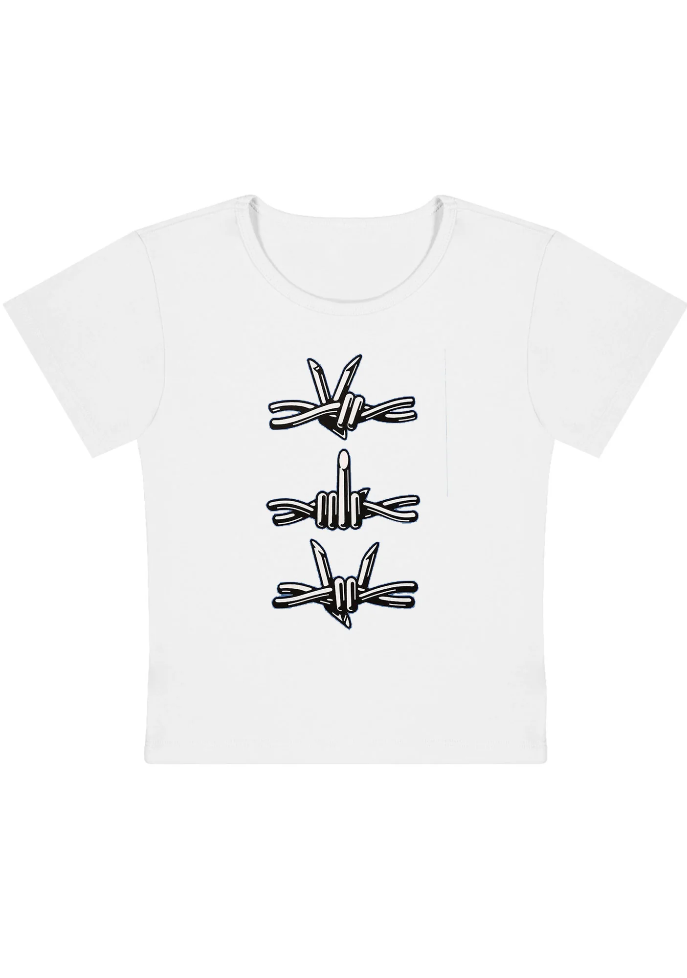 Curvy Iron Wire Hand Gesture Baby Tee - Image 2