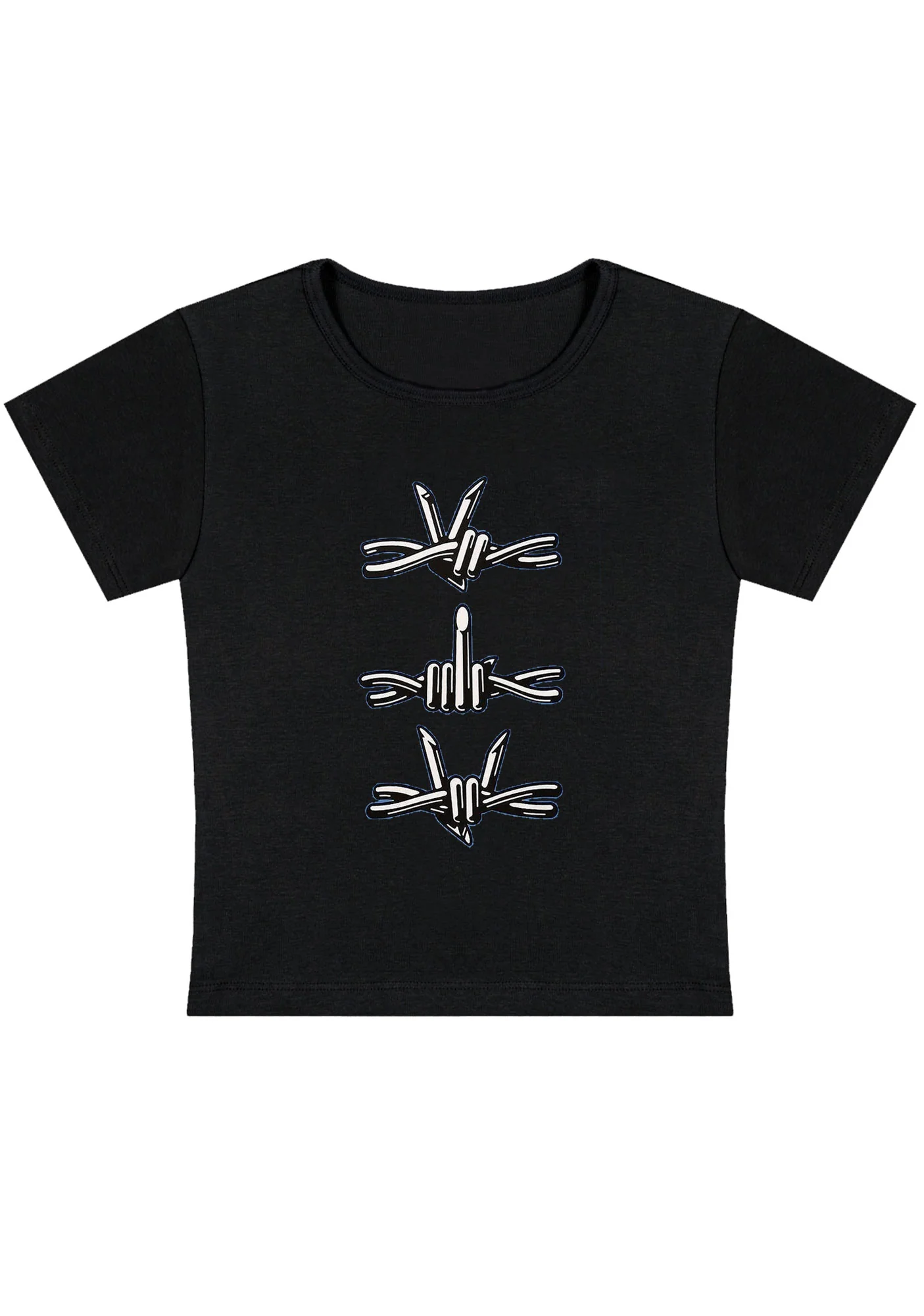 Curvy Iron Wire Hand Gesture Baby Tee - Image 3
