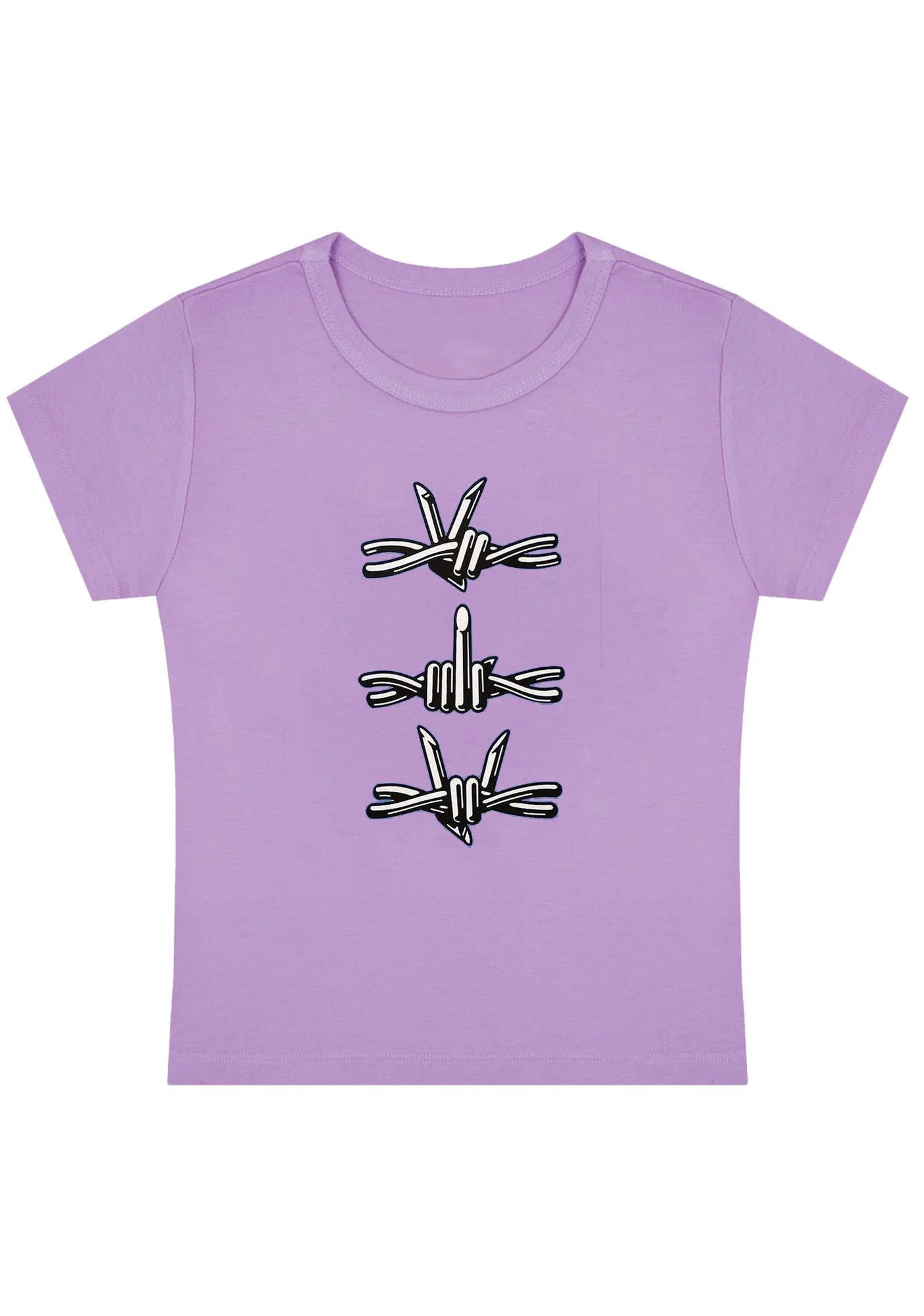 Curvy Iron Wire Hand Gesture Baby Tee - Image 4