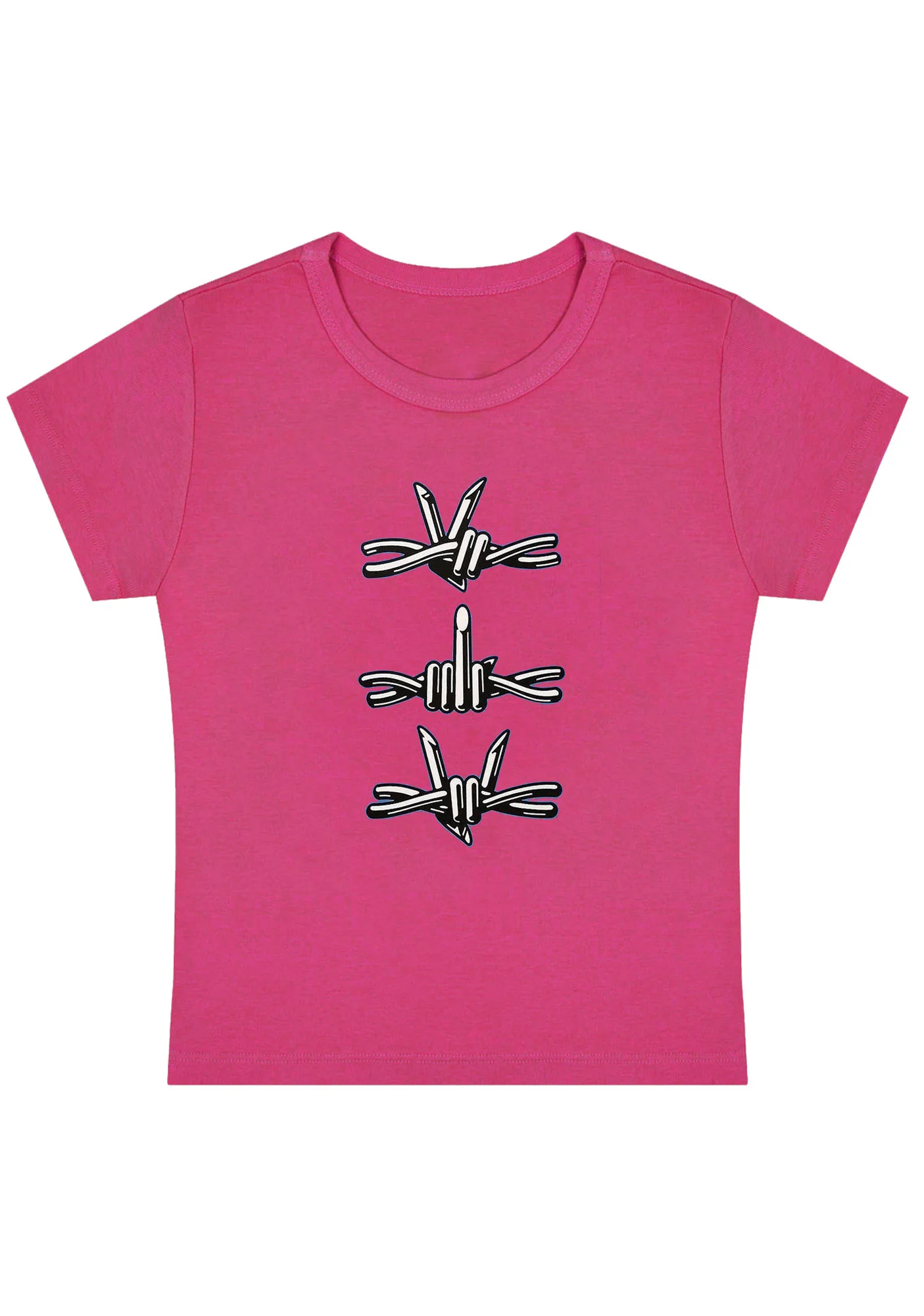 Curvy Iron Wire Hand Gesture Baby Tee - Image 5