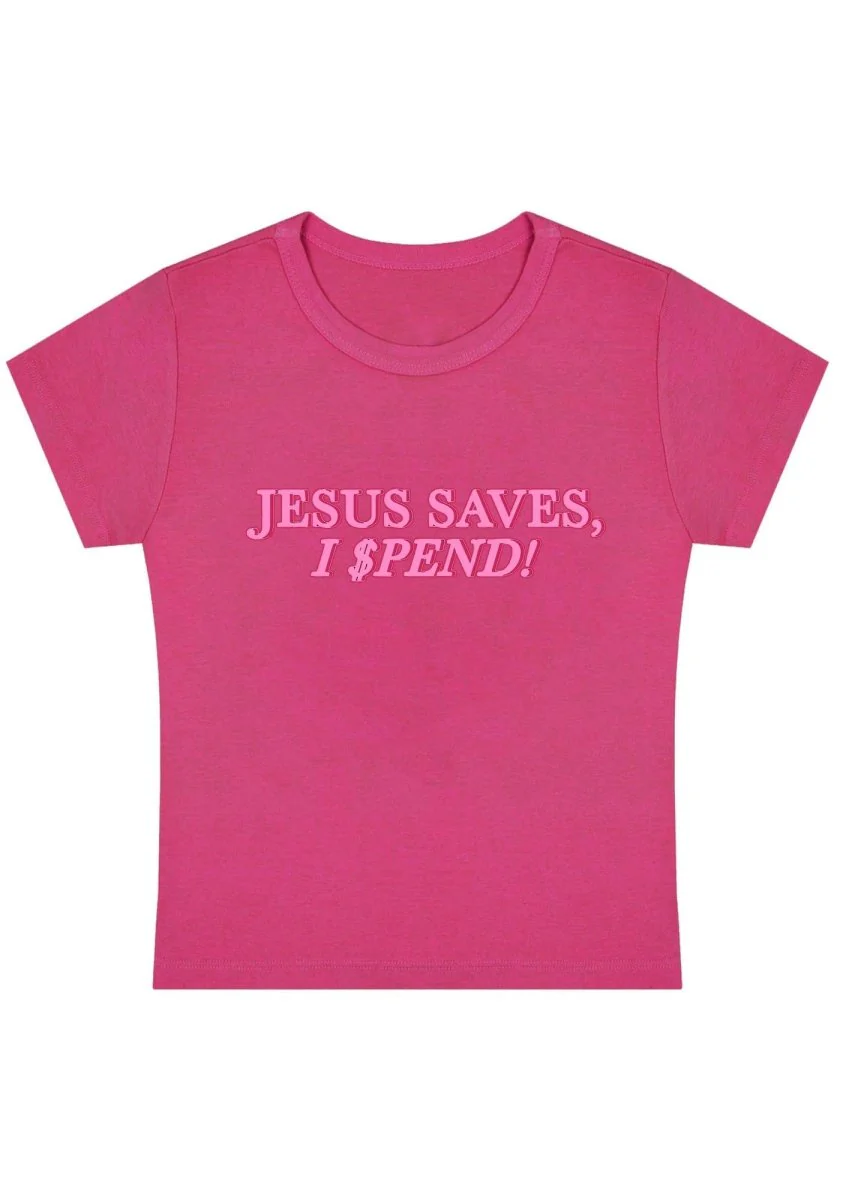 Curvy Jesus Saves I Spend  Baby Tee - Image 5