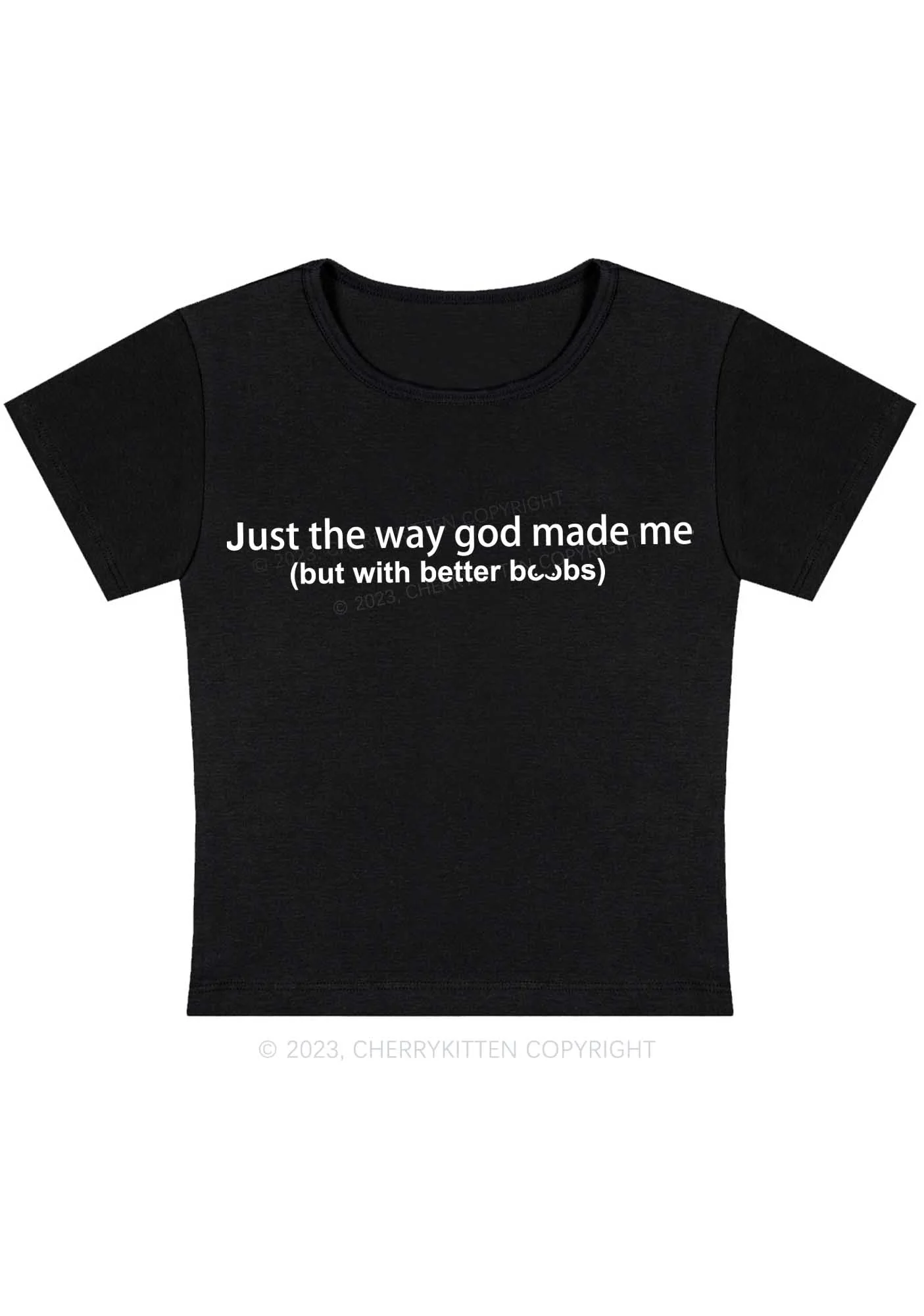 Curvy Just The Way God Made Me Baby Tee Cherrykitten - Image 3