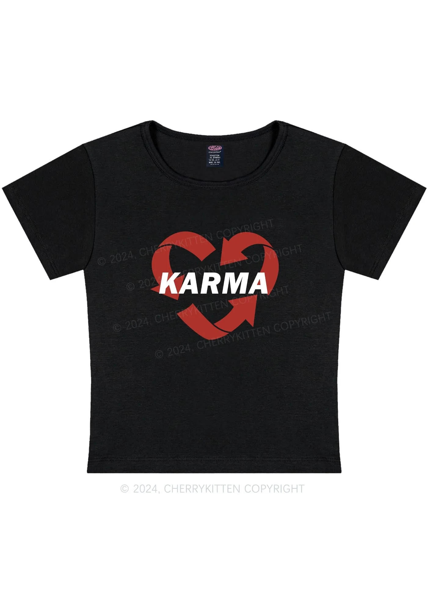 Curvy Karma Heart Y2K Baby Tee Cherrykitten - Image 3
