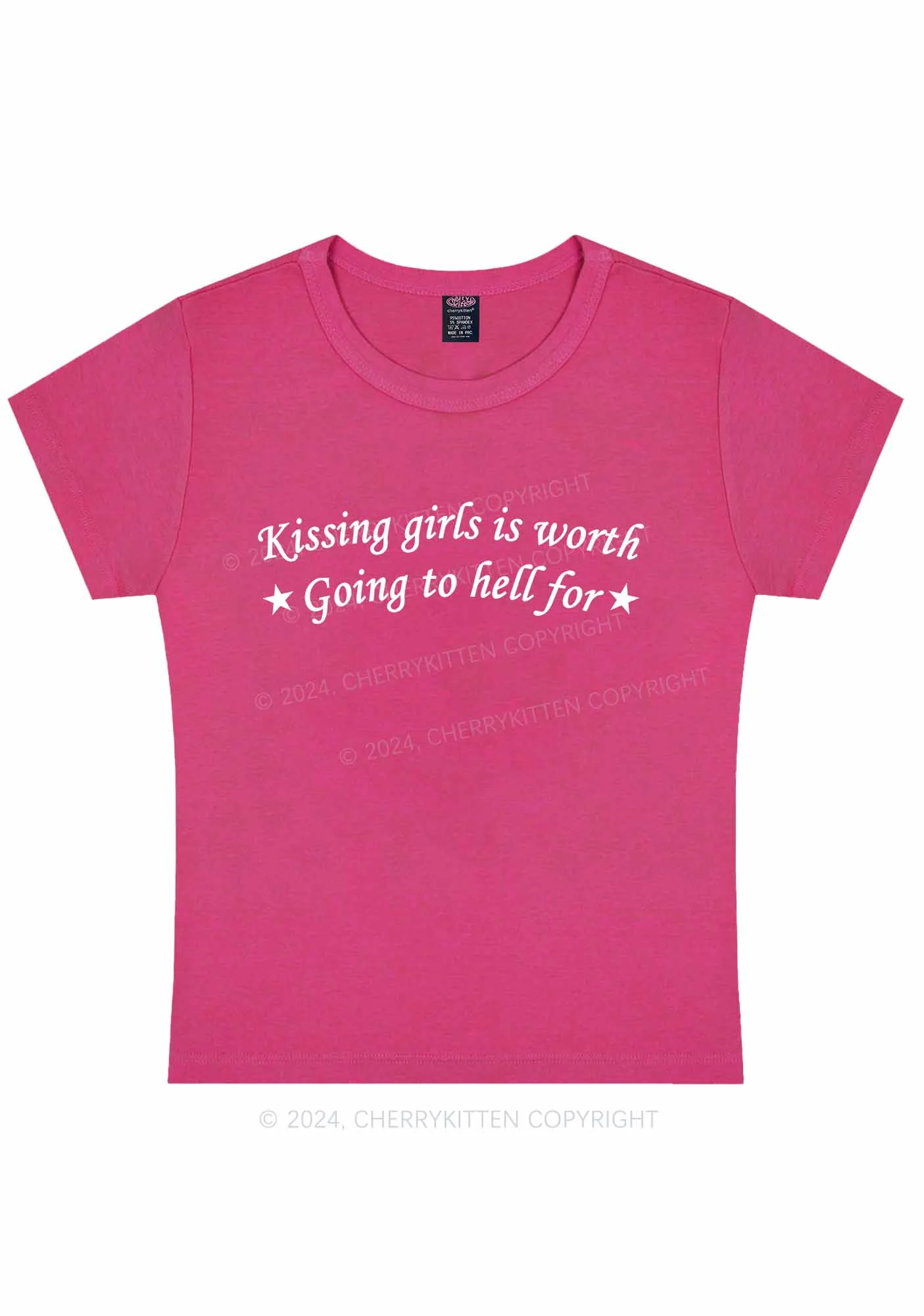 Curvy Kissing Girls is Worth Y2K Baby Tee Cherrykitten - Image 5