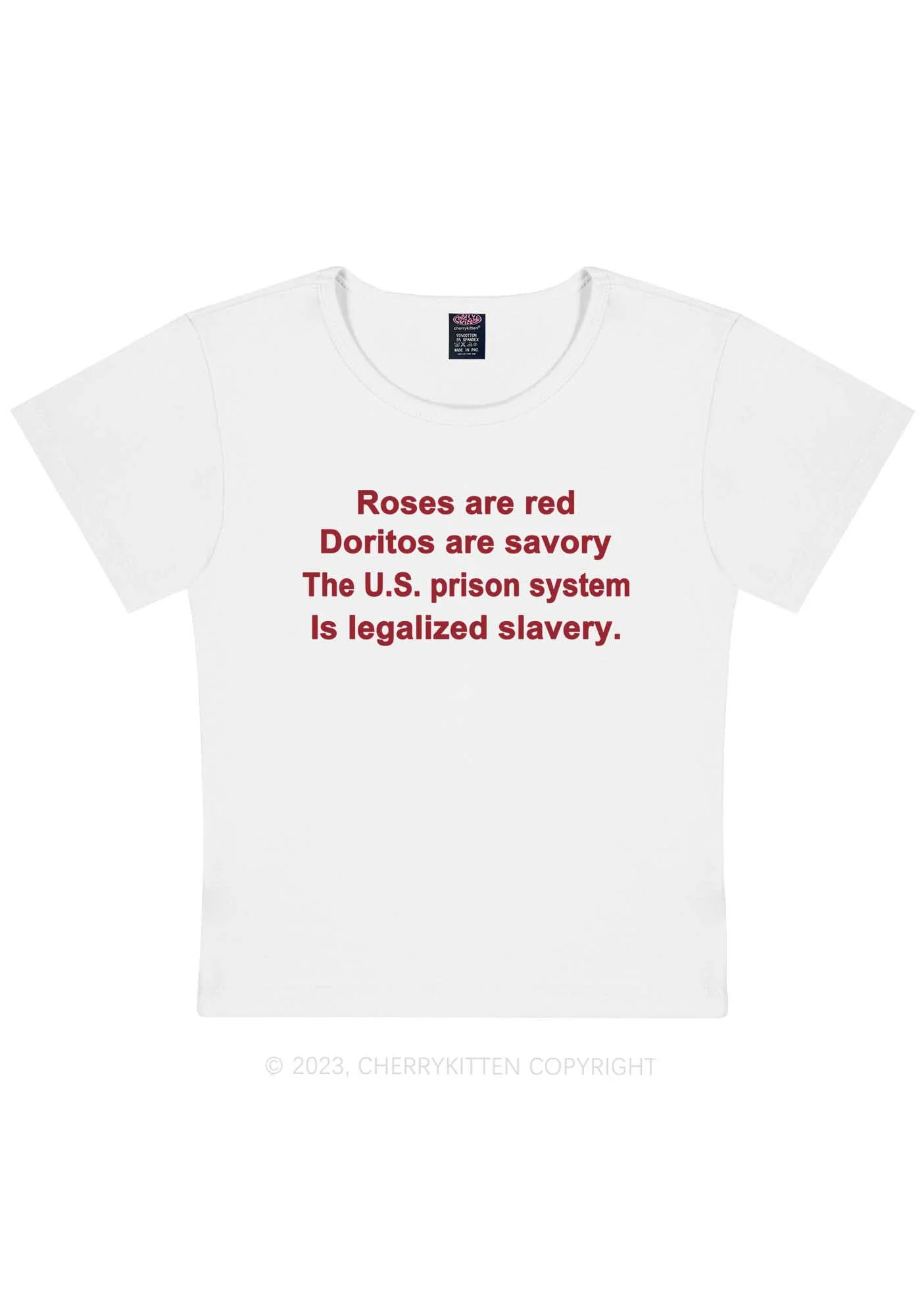 Curvy Legalized Slavery Y2K Baby Tee Cherrykitten - Image 2