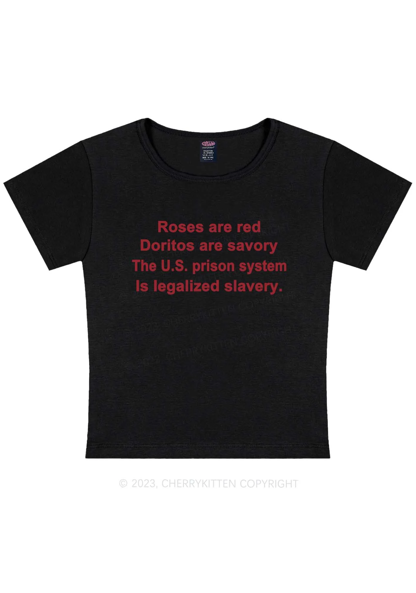 Curvy Legalized Slavery Y2K Baby Tee Cherrykitten - Image 3