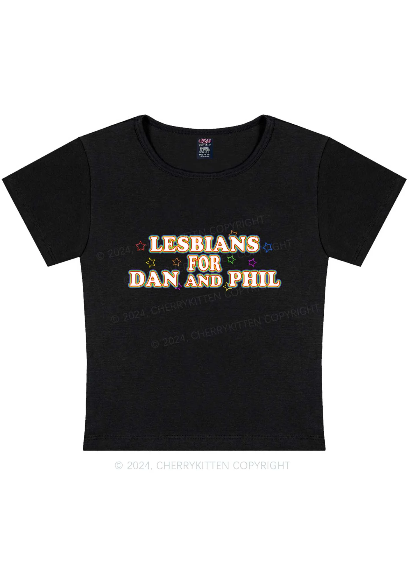 Curvy Lesbians For Dan Y2K Baby Tee Cherrykitten - Image 3