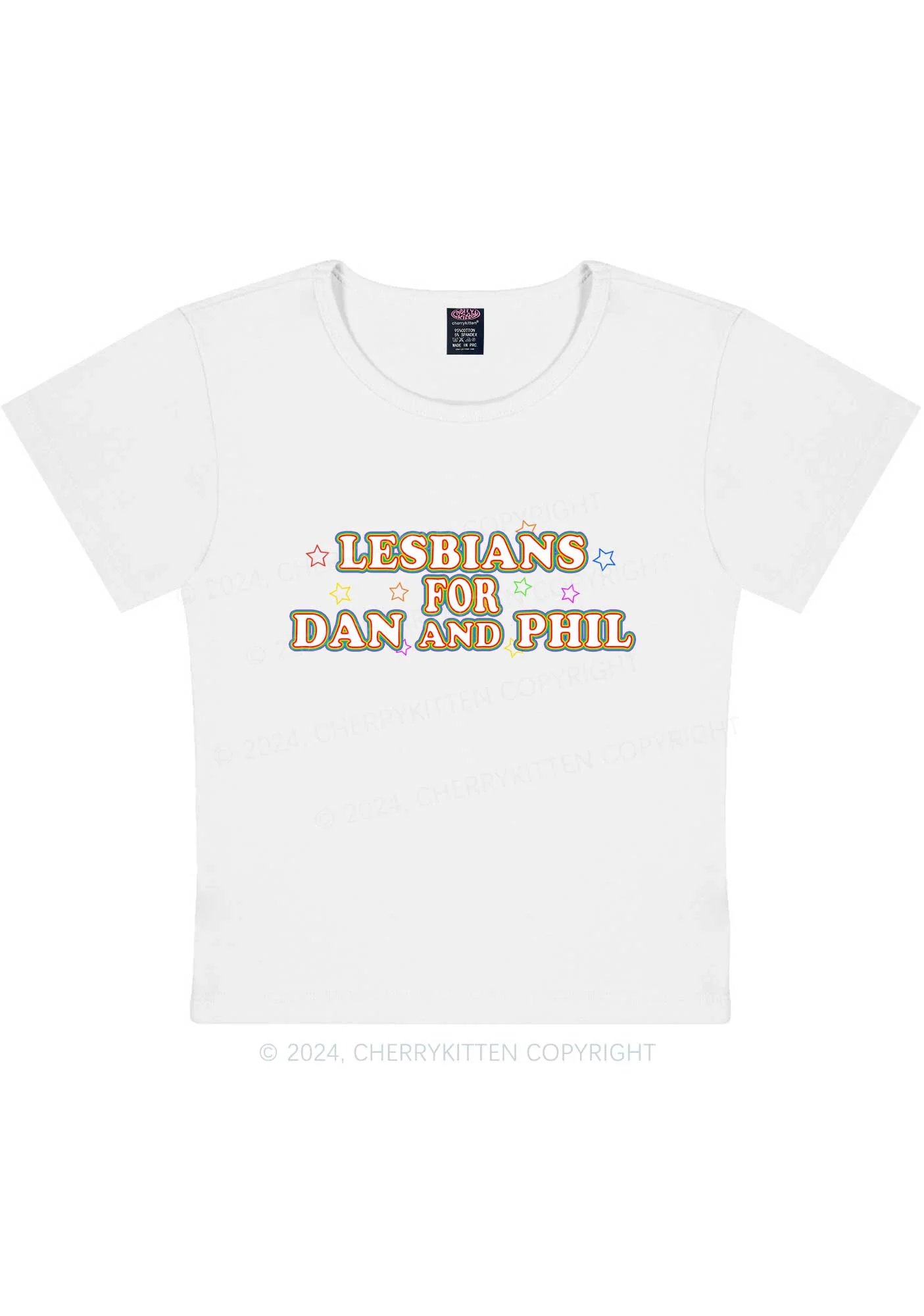 Curvy Lesbians For Dan Y2K Baby Tee Cherrykitten - Image 4