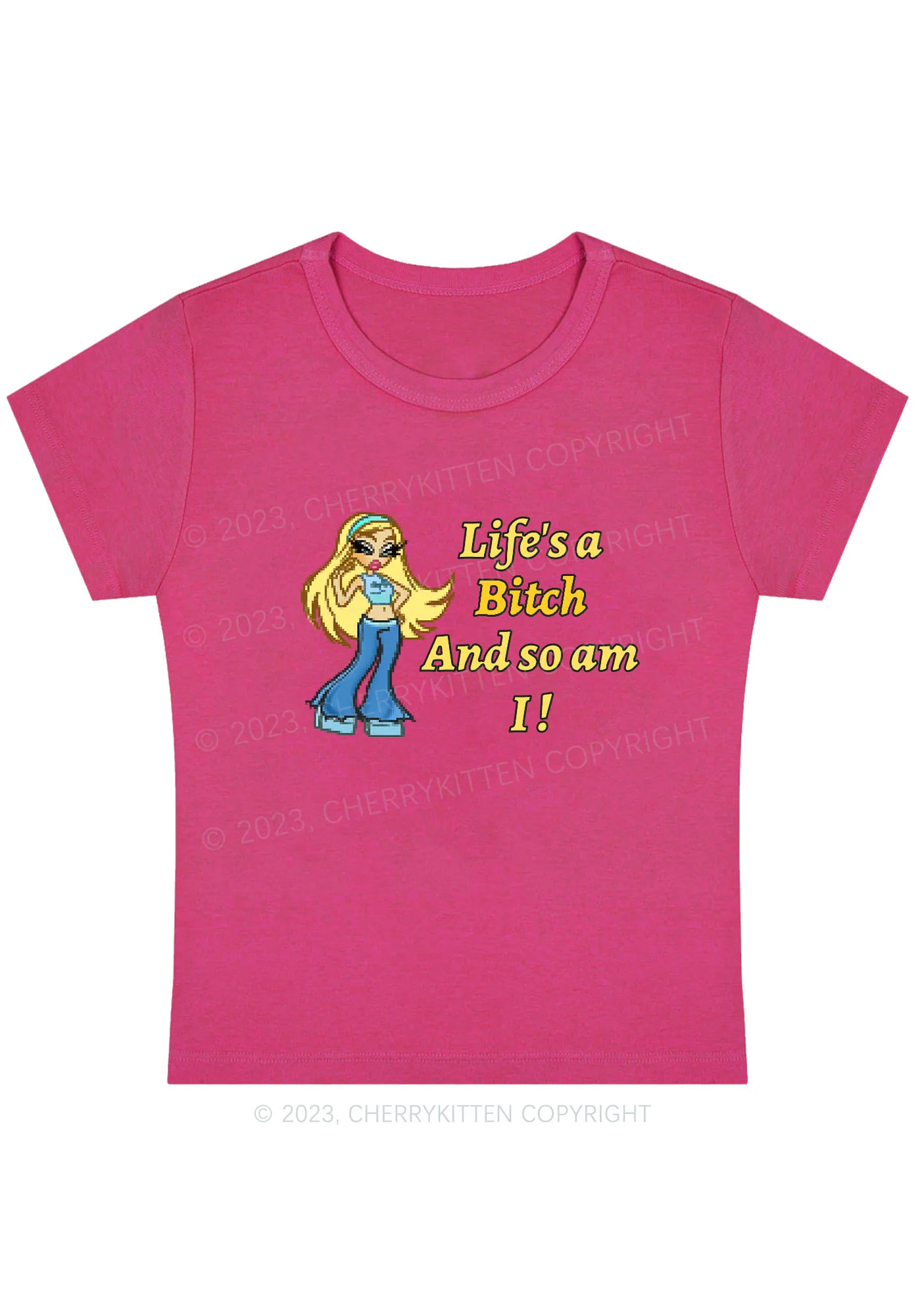 Curvy Life's A Bxxch And So Am I Y2K Baby Tee Cherrykitten - Image 5