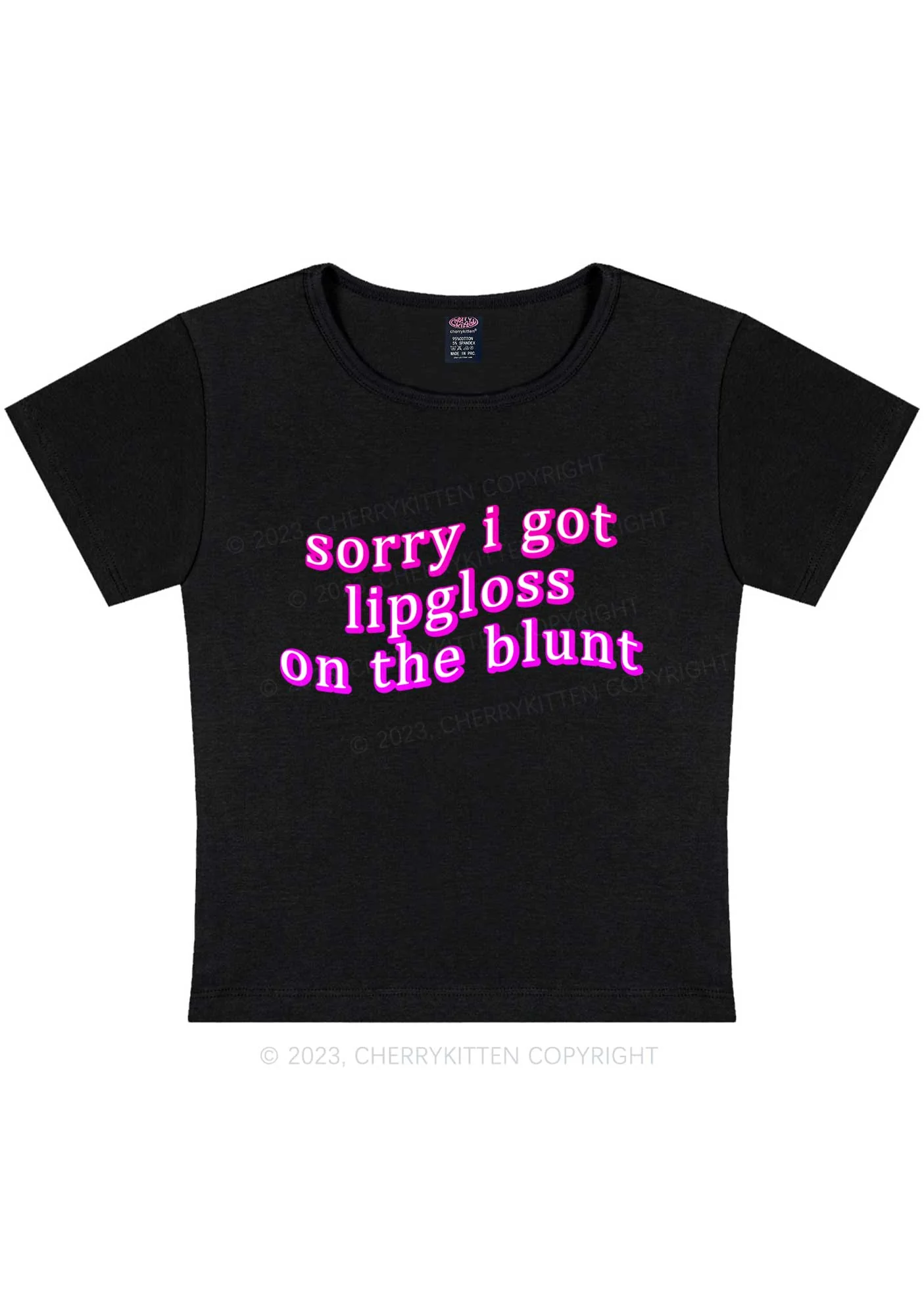 Curvy Lipgloss On The Blunt Y2K Baby Tee Cherrykitten - Image 3