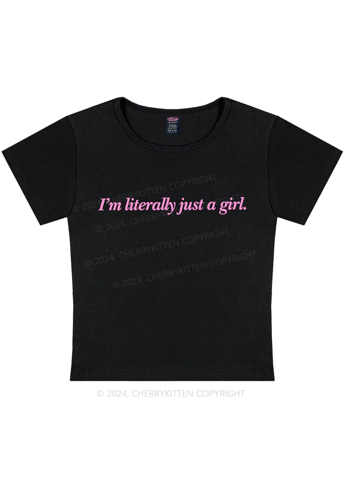 Curvy Literally Just A Girl Y2K Baby Tee Cherrykitten - Image 2