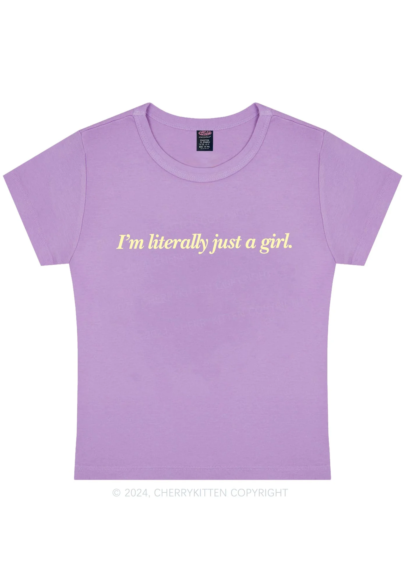 Curvy Literally Just A Girl Y2K Baby Tee Cherrykitten - Image 4