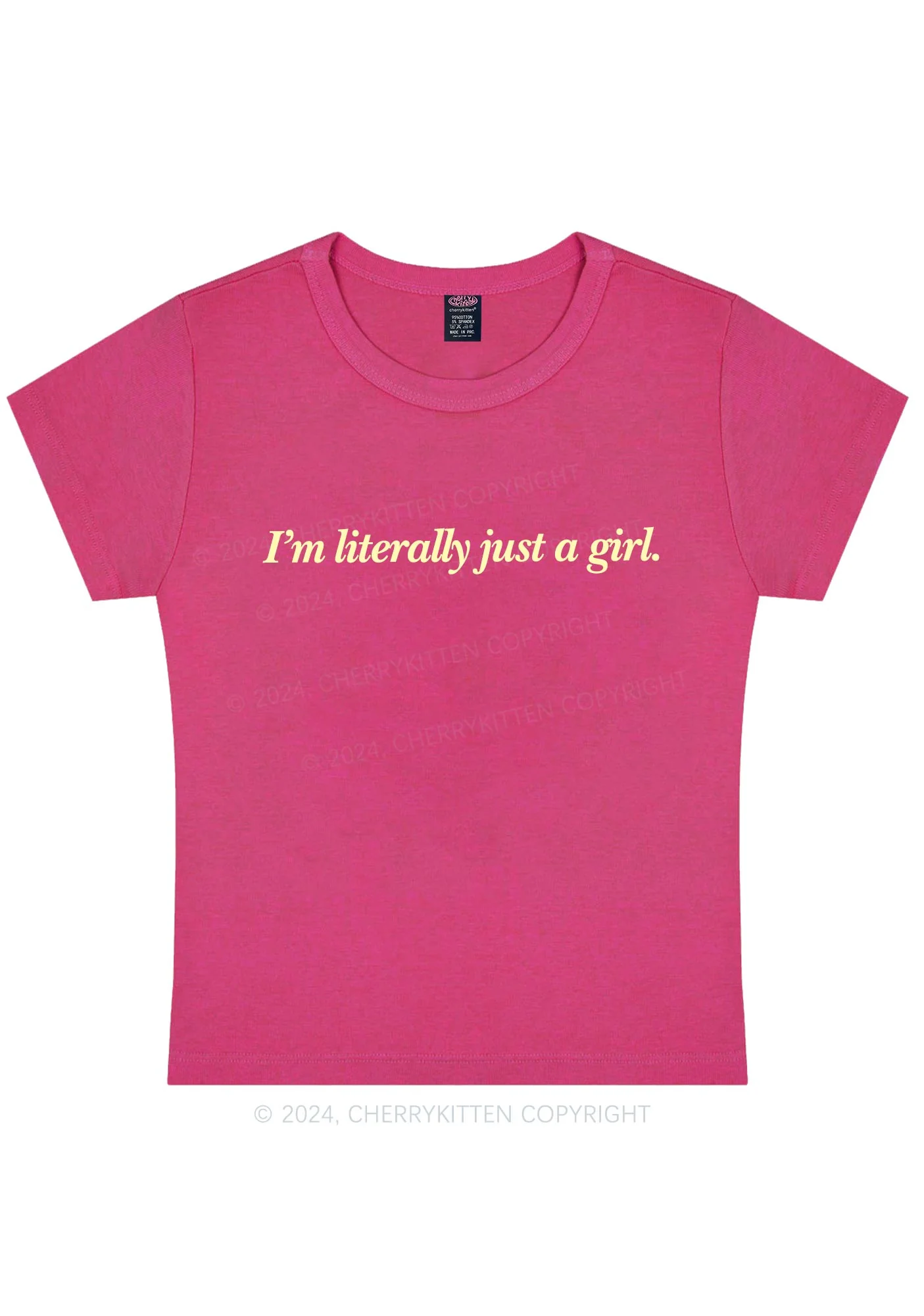 Curvy Literally Just A Girl Y2K Baby Tee Cherrykitten - Image 5