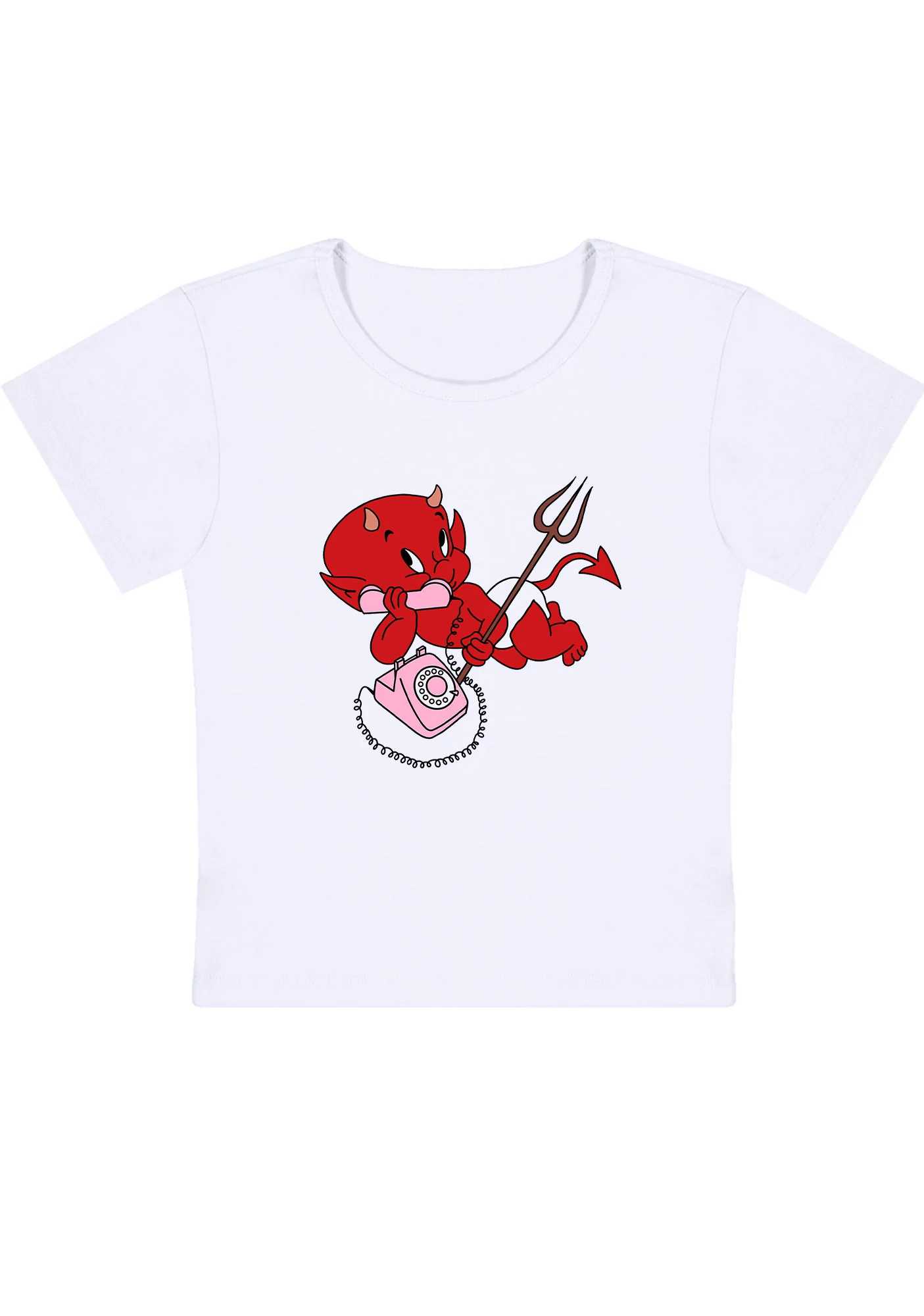 Curvy Little Devil On The Phone Baby Tee - Image 3