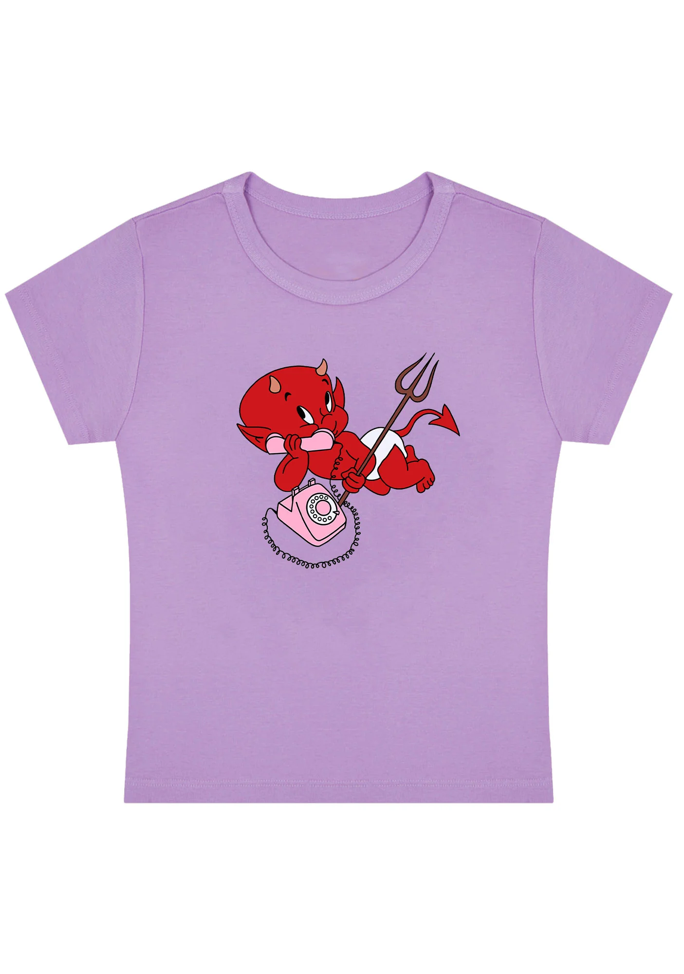 Curvy Little Devil On The Phone Baby Tee - Image 4