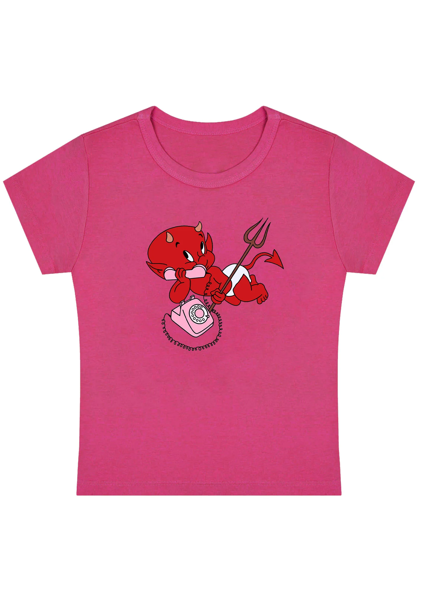 Curvy Little Devil On The Phone Baby Tee - Image 5