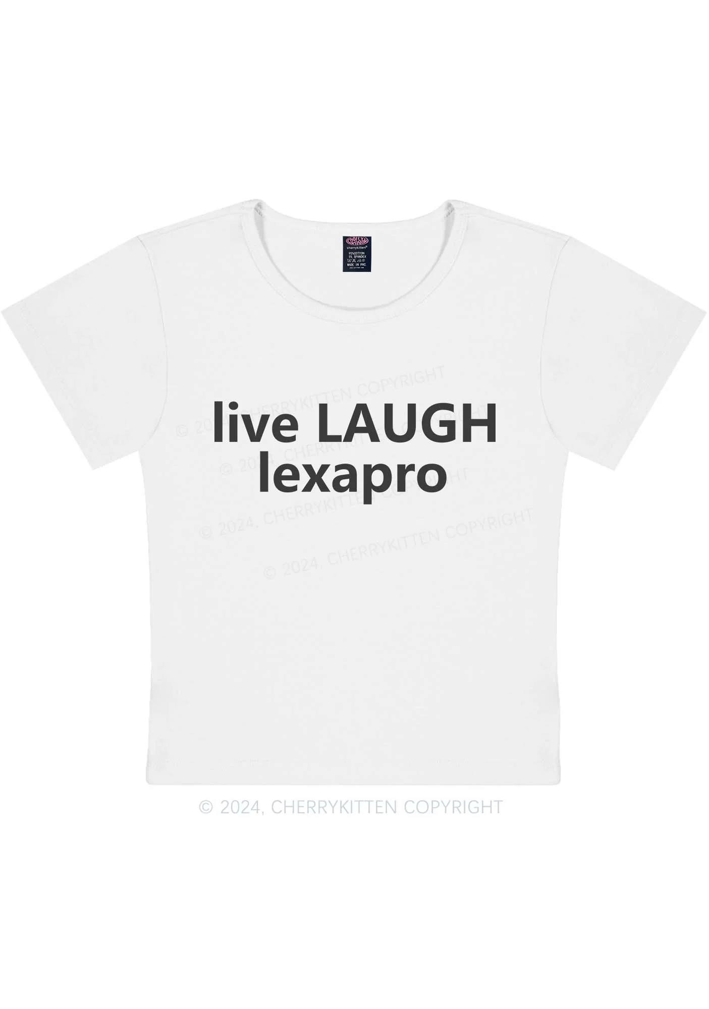 Curvy Live Laugh Y2K Baby Tee Cherrykitten - Image 2