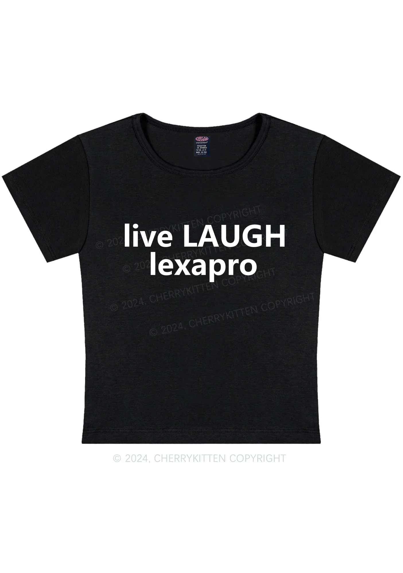 Curvy Live Laugh Y2K Baby Tee Cherrykitten - Image 3