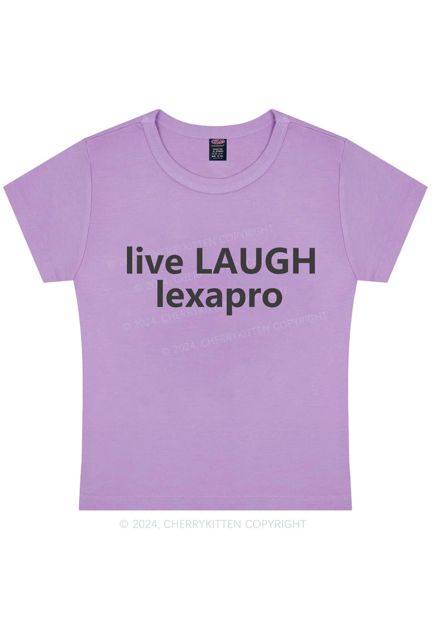 Curvy Live Laugh Y2K Baby Tee Cherrykitten - Image 4