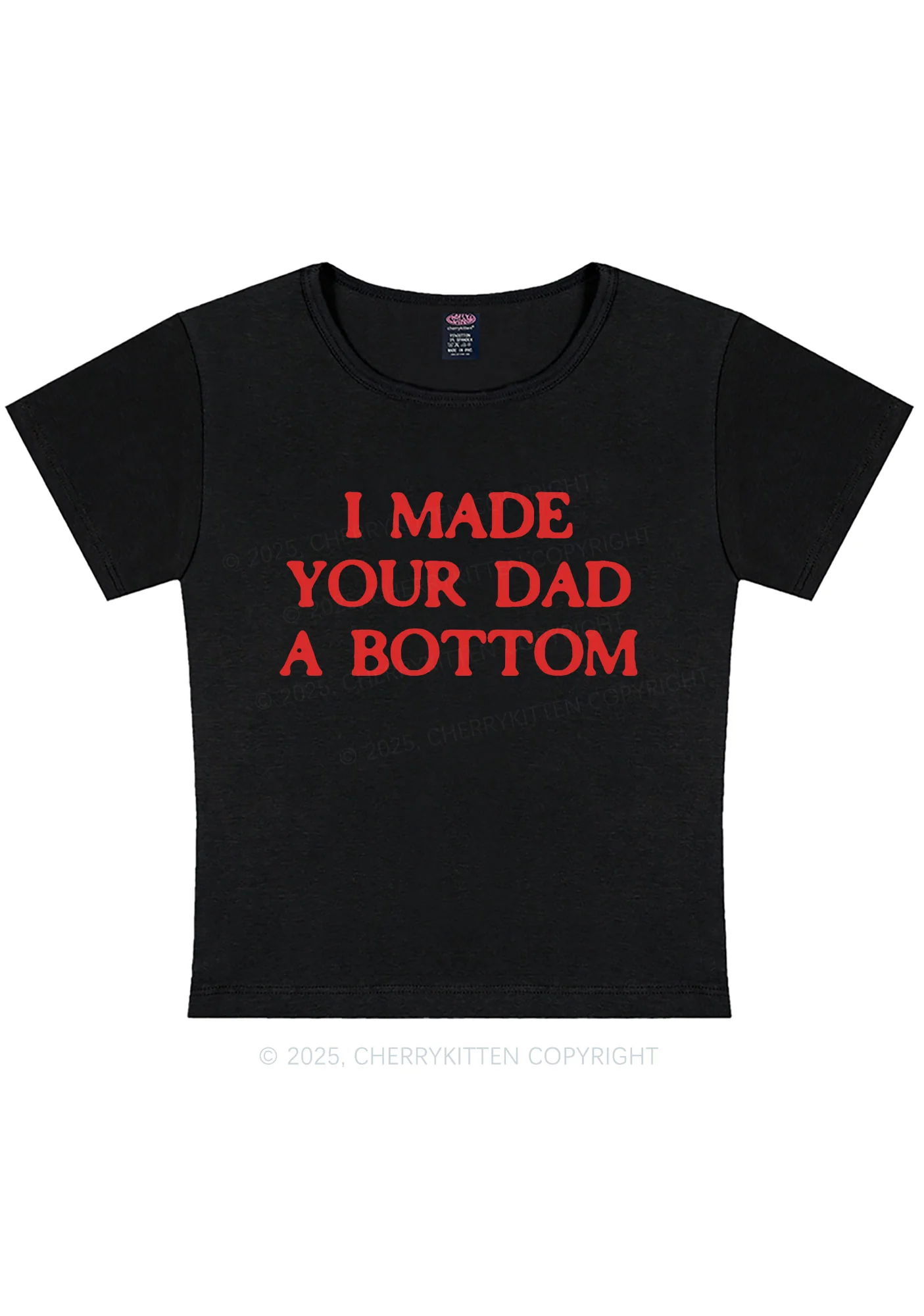 Curvy Made Your Dad Bottom Pride Y2K Baby Tee Cherrykitten - Image 2