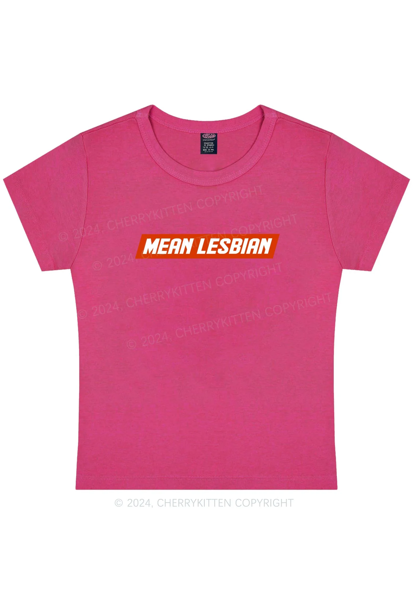 Curvy Mean Lesbian Y2K Baby Tee Cherrykitten - Image 5