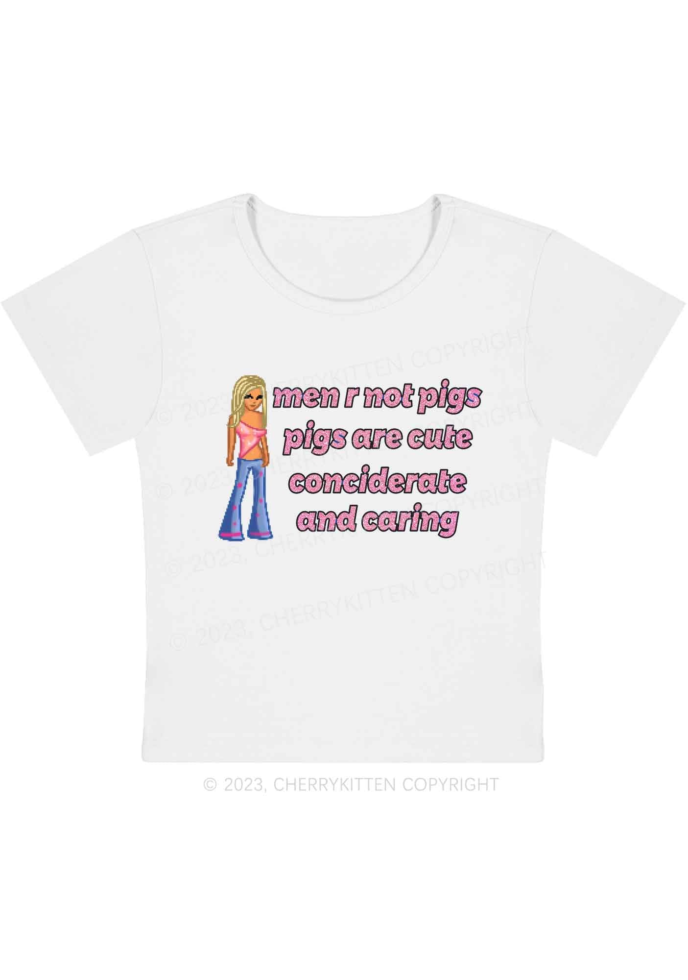 Curvy Men Are Not Pigs Pigs Are Cute Y2K Baby Tee Cherrykitten - Image 2