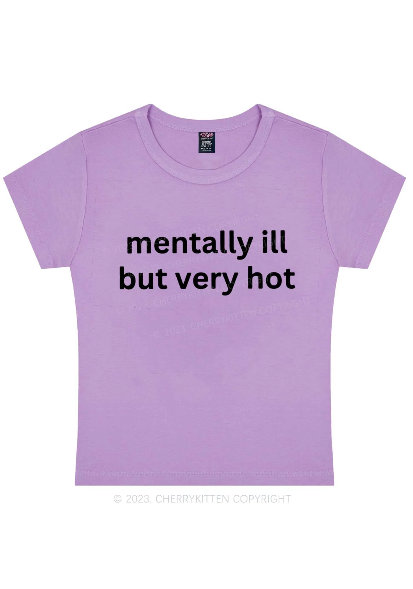 Curvy Mentally Ill But Very Hot Y2K Baby Tee Cherrykitten - Image 2