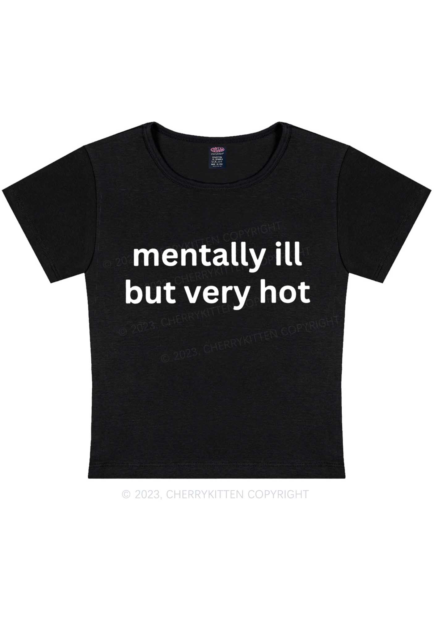 Curvy Mentally Ill But Very Hot Y2K Baby Tee Cherrykitten - Image 3