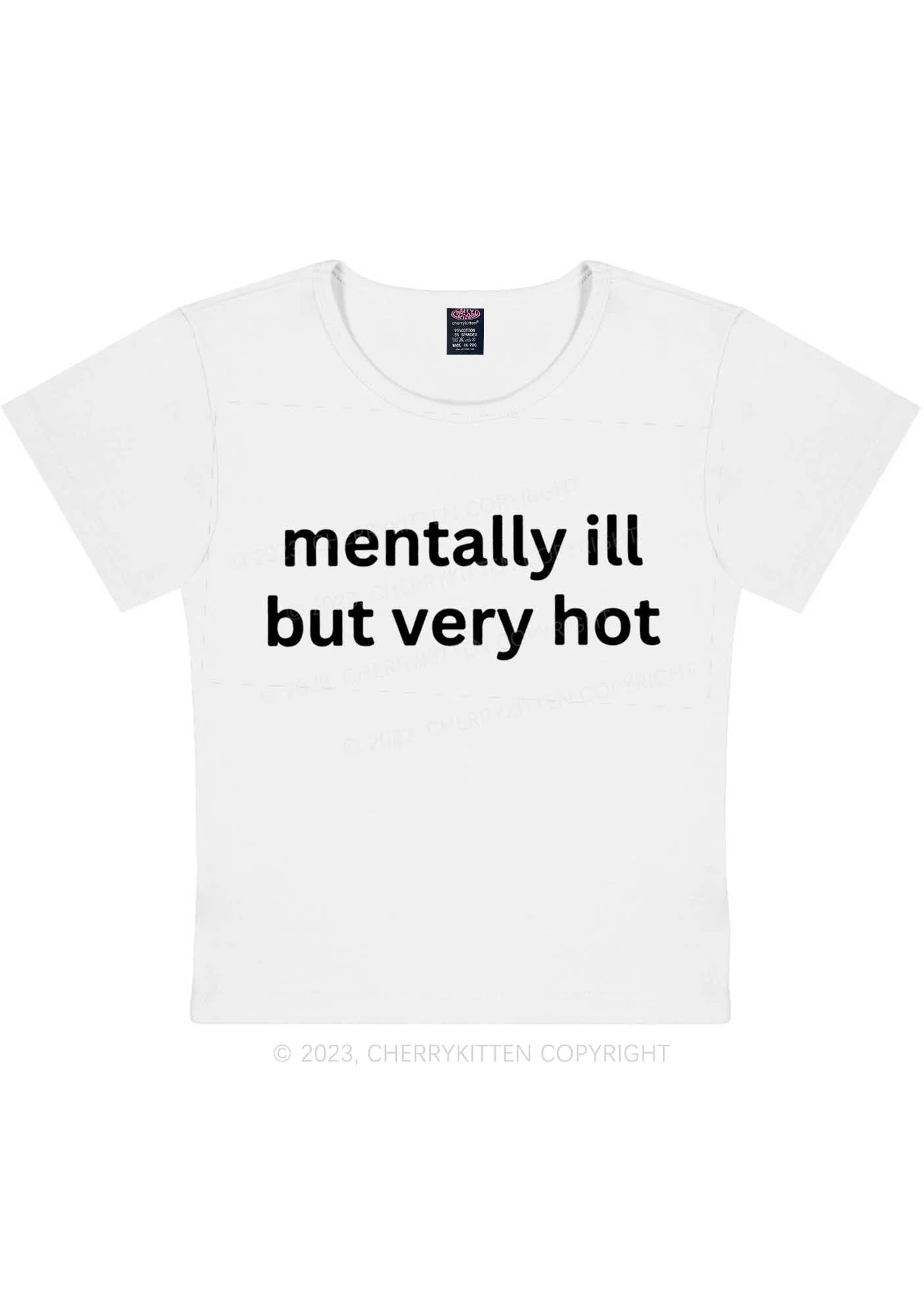 Curvy Mentally Ill But Very Hot Y2K Baby Tee Cherrykitten - Image 4