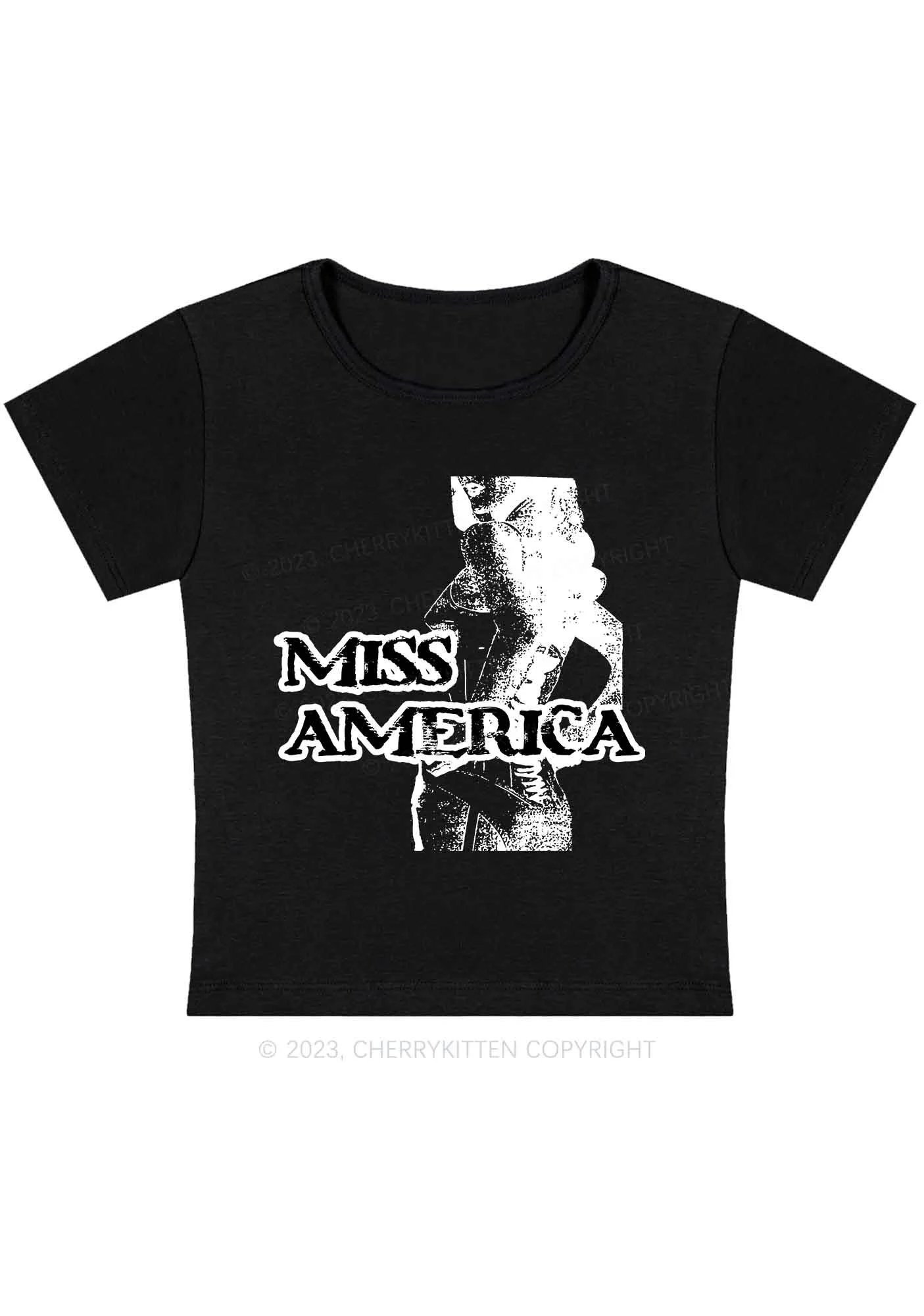 Curvy Miss America Y2K Baby Tee Cherrykitten - Image 3