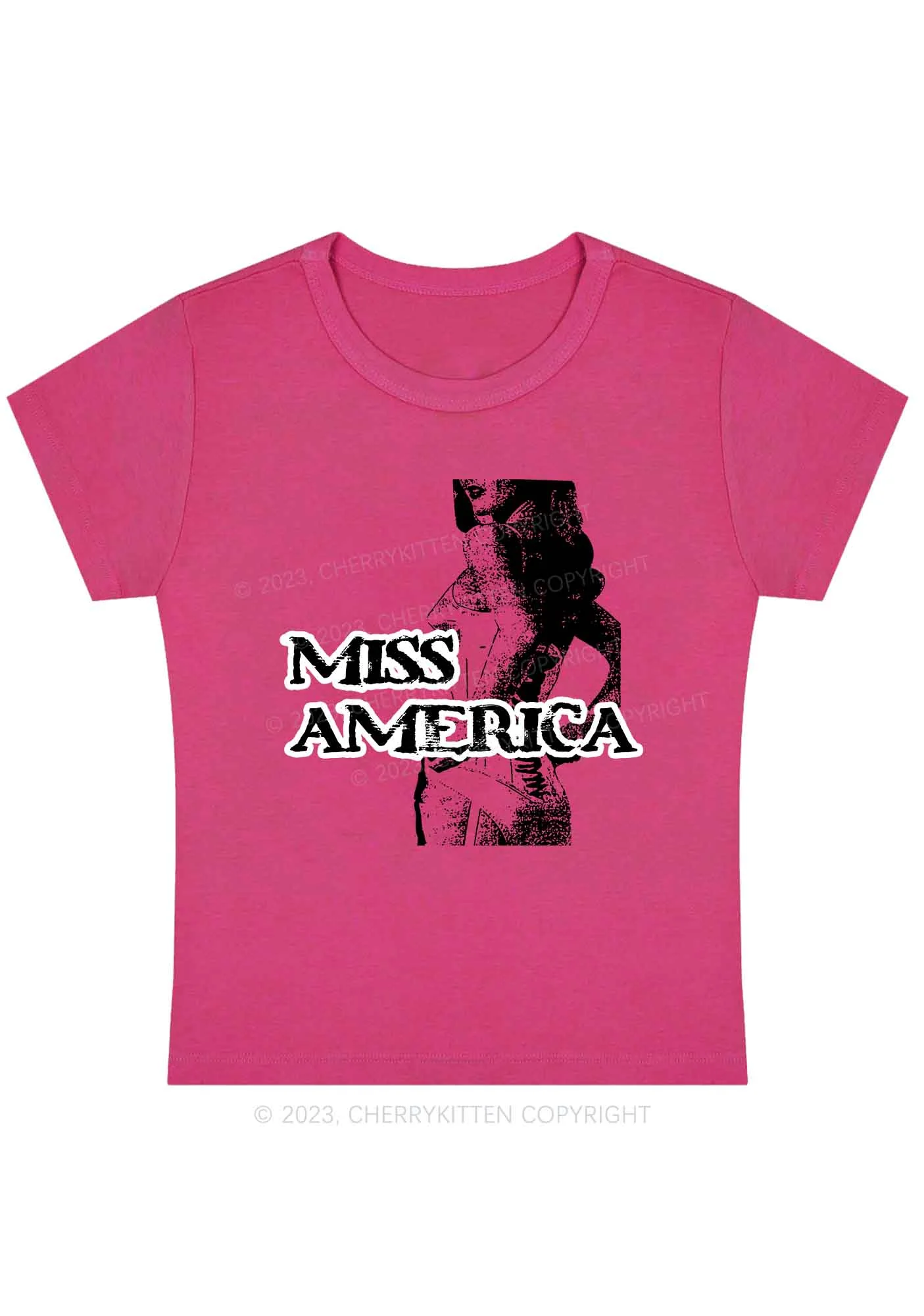 Curvy Miss America Y2K Baby Tee Cherrykitten - Image 5