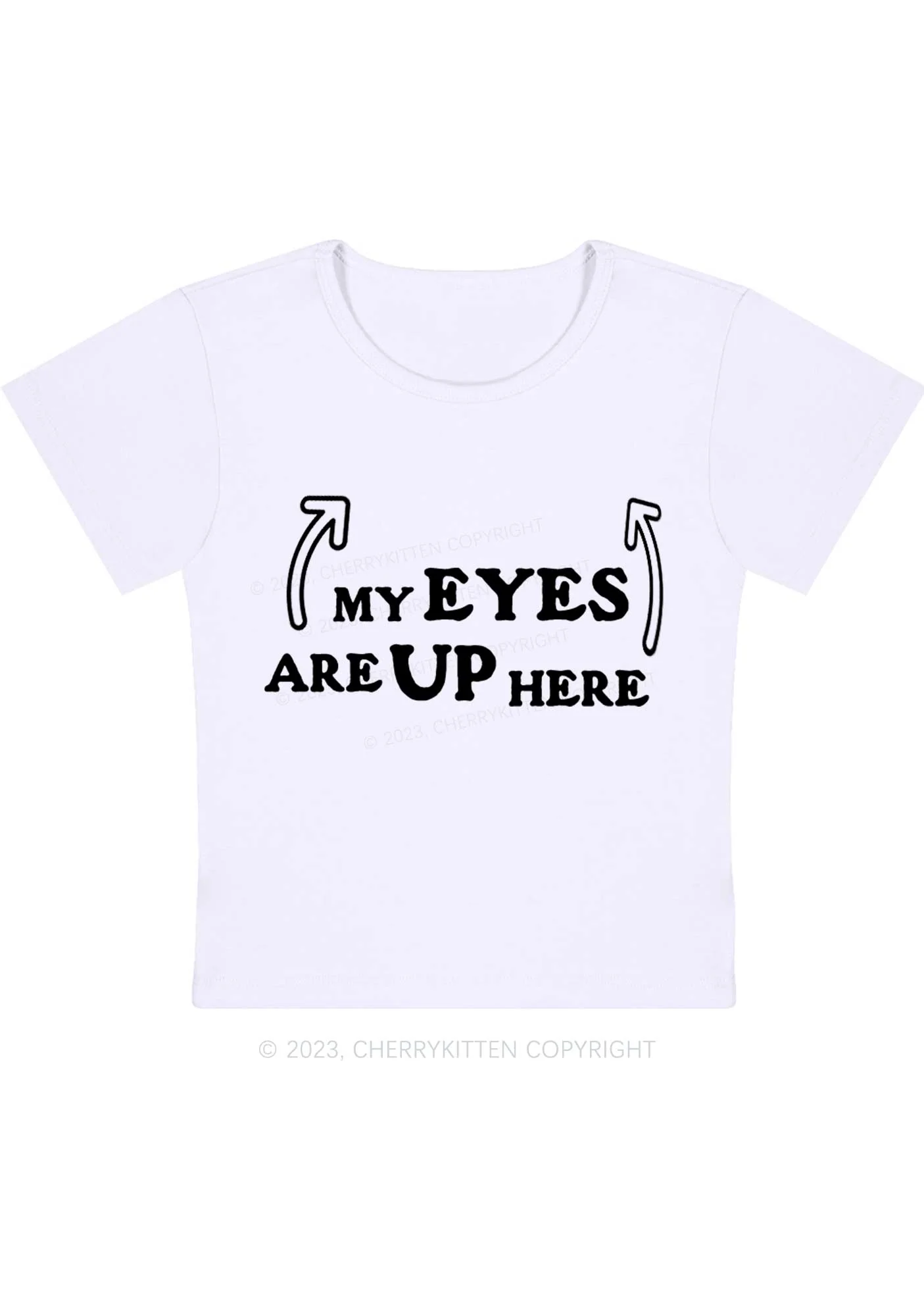 Curvy My Eyes Are Up Here Baby Tee Cherrykitten - Image 3