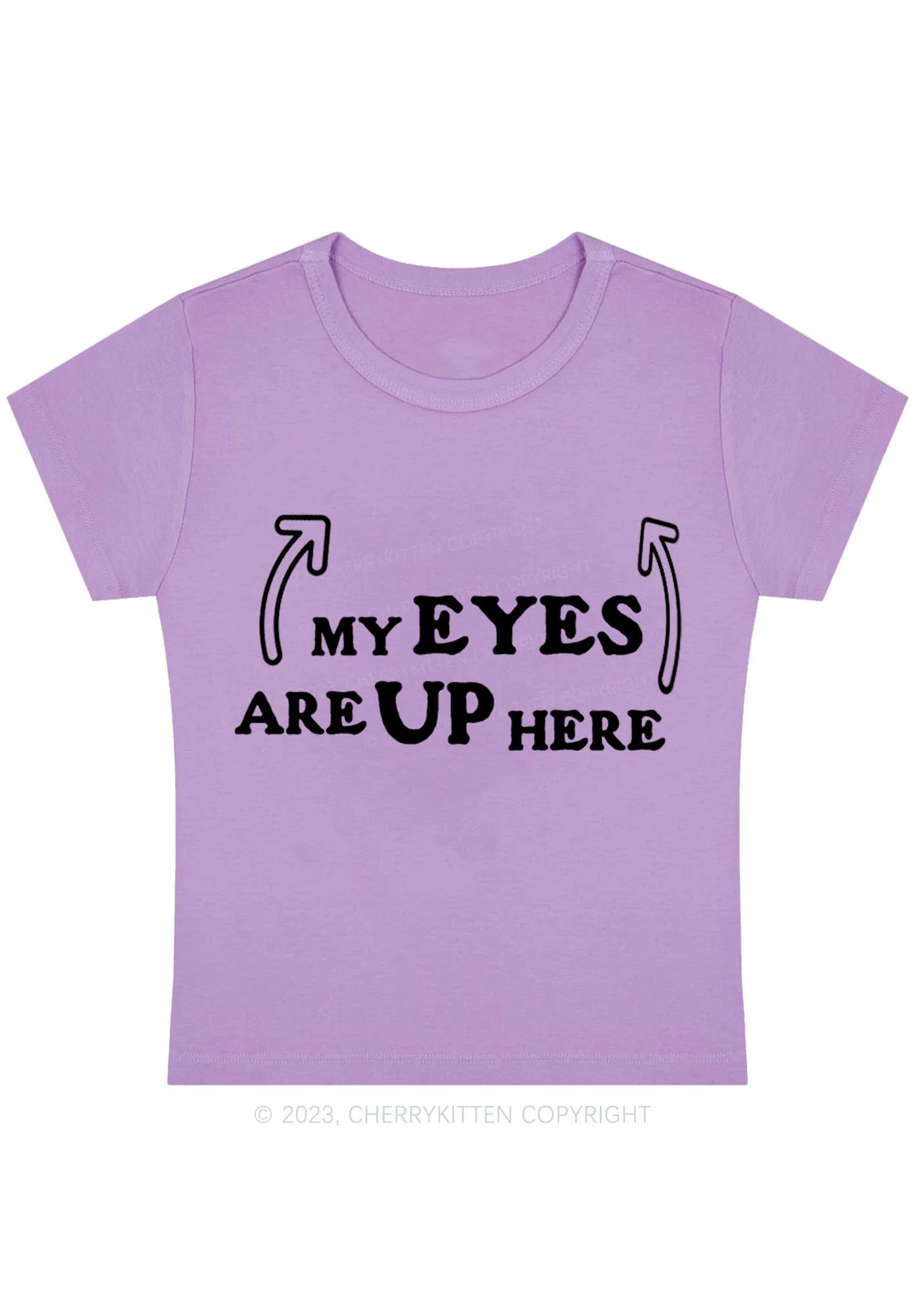 Curvy My Eyes Are Up Here Baby Tee Cherrykitten - Image 4