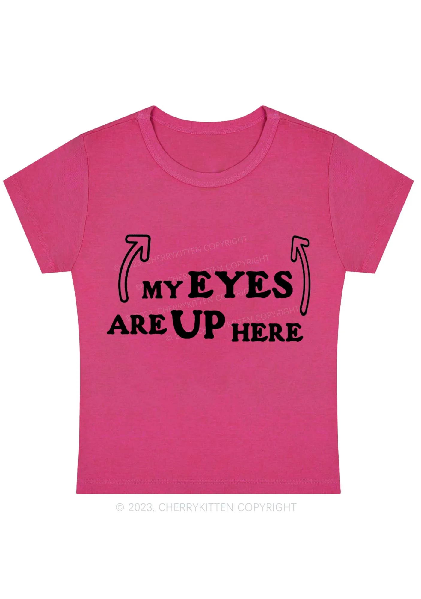 Curvy My Eyes Are Up Here Baby Tee Cherrykitten - Image 5