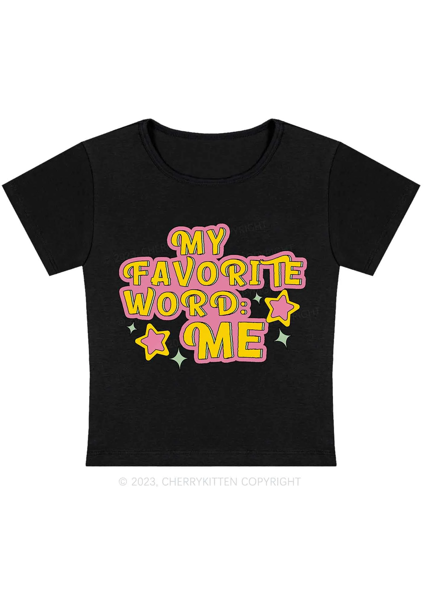Curvy My Favorite Word Is Me Y2K Baby Tee Cherrykitten - Image 2