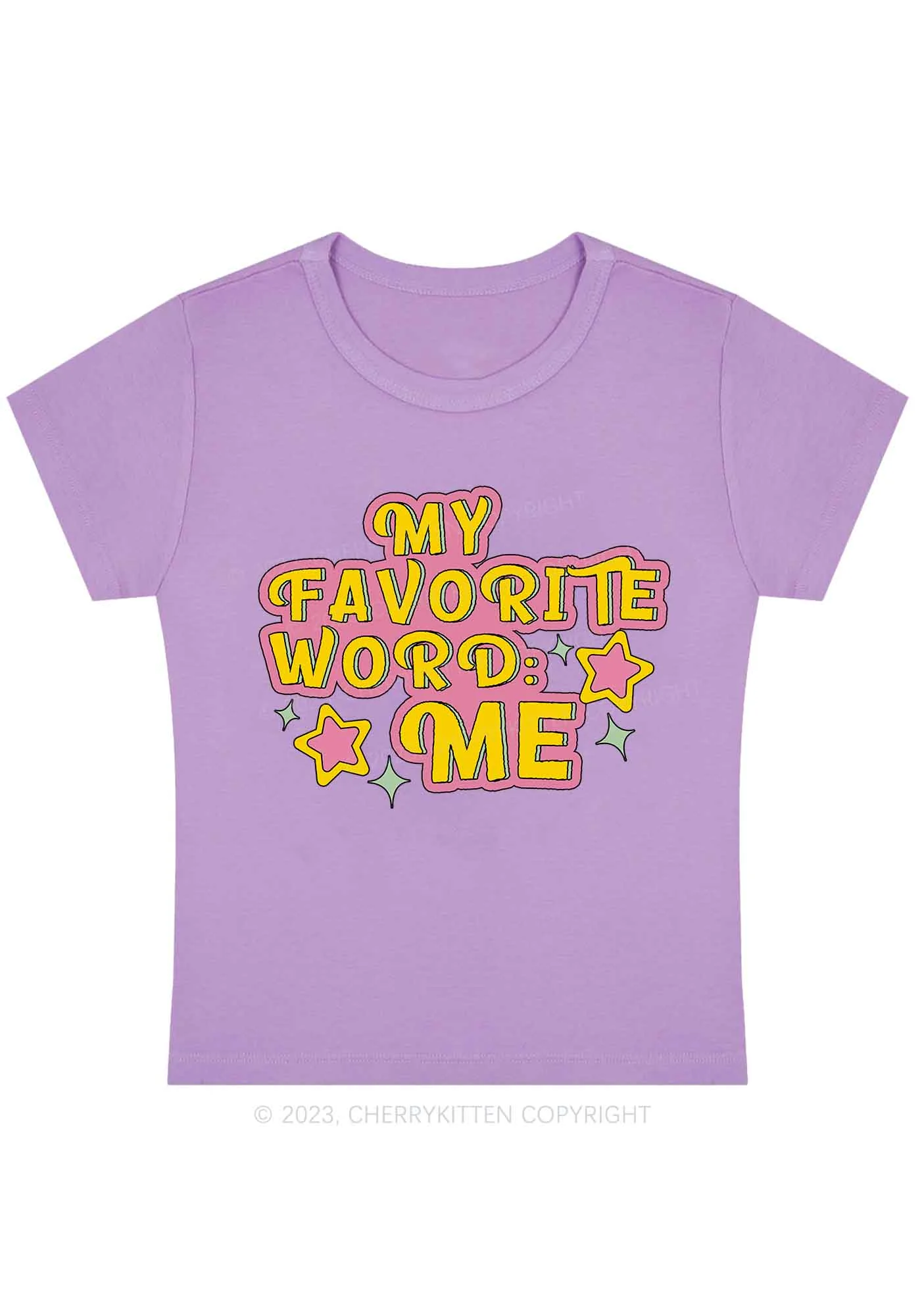 Curvy My Favorite Word Is Me Y2K Baby Tee Cherrykitten - Image 4