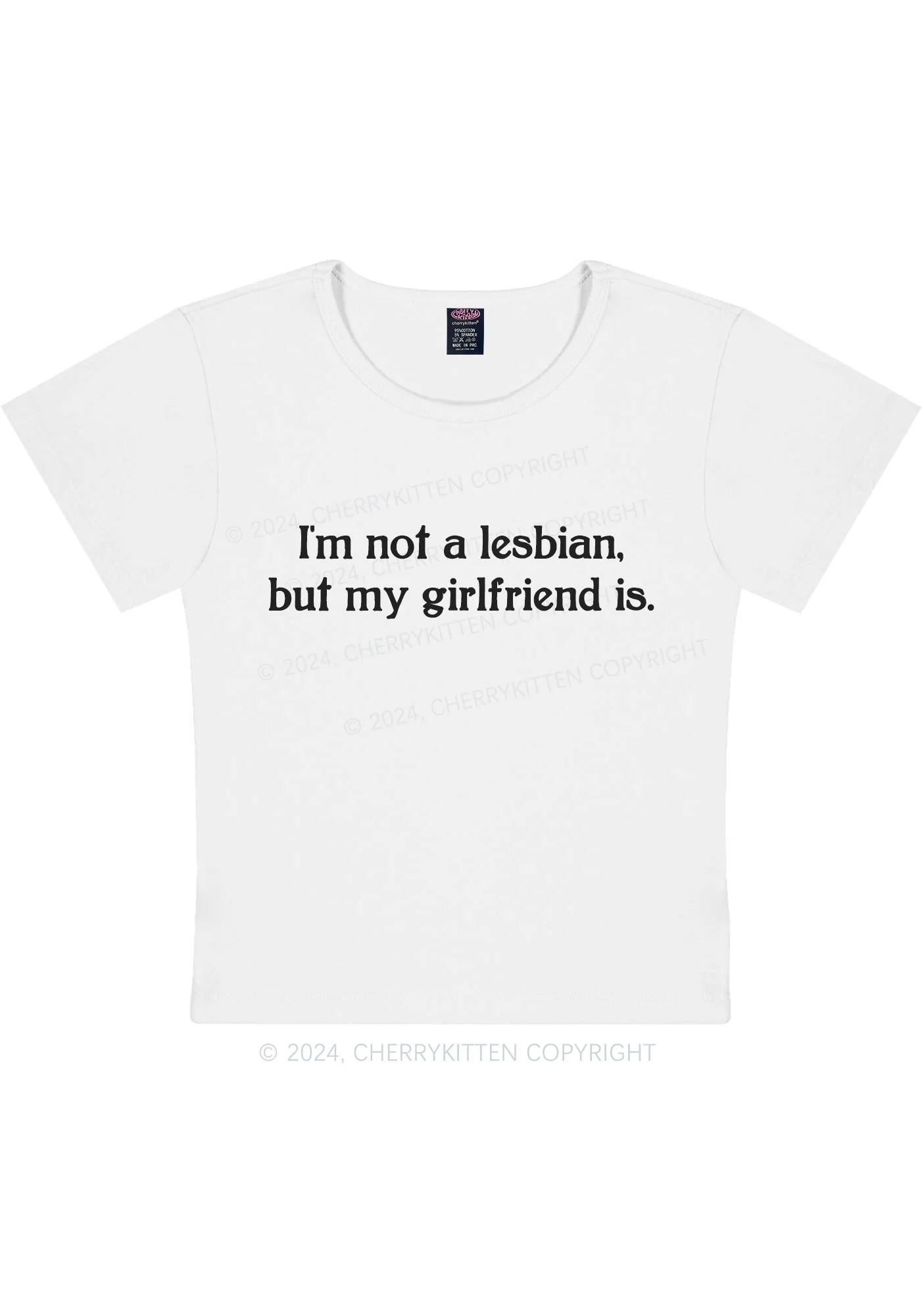 Curvy My Girlfriend Is Lesbian Y2K Baby Tee Cherrykitten - Image 3
