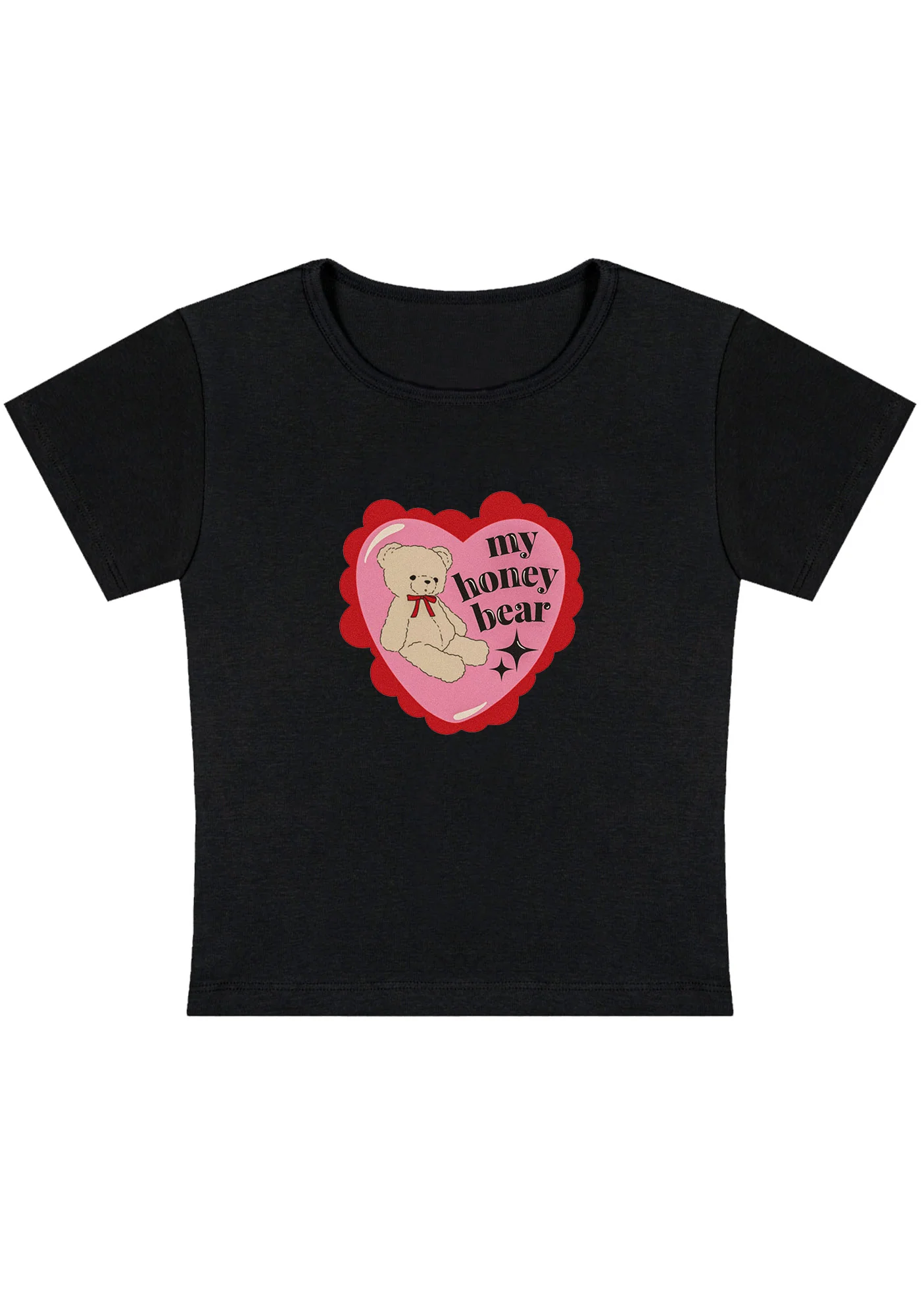 Curvy My Honey Bear Red Heart Baby Tee - Image 2