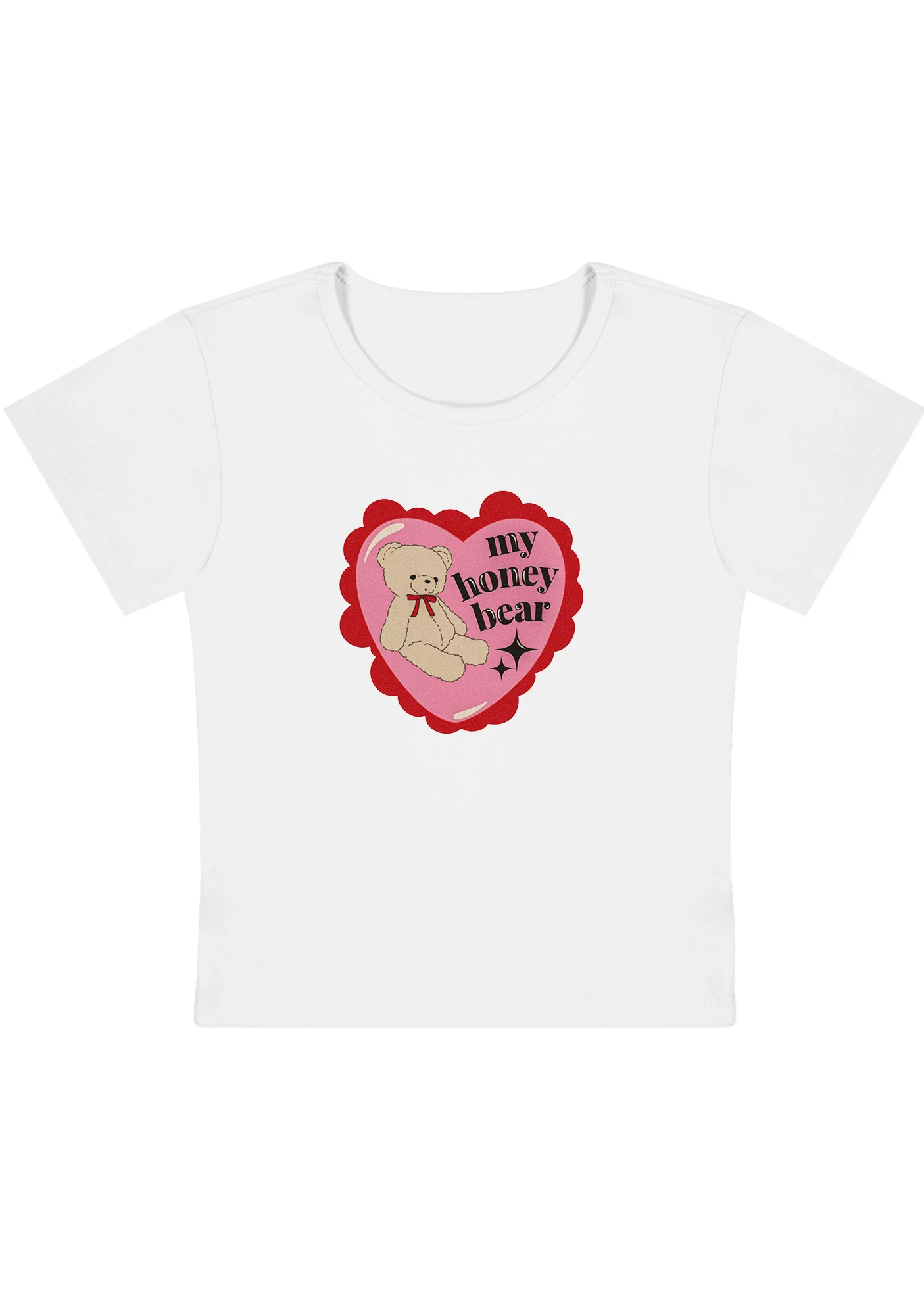 Curvy My Honey Bear Red Heart Baby Tee - Image 3