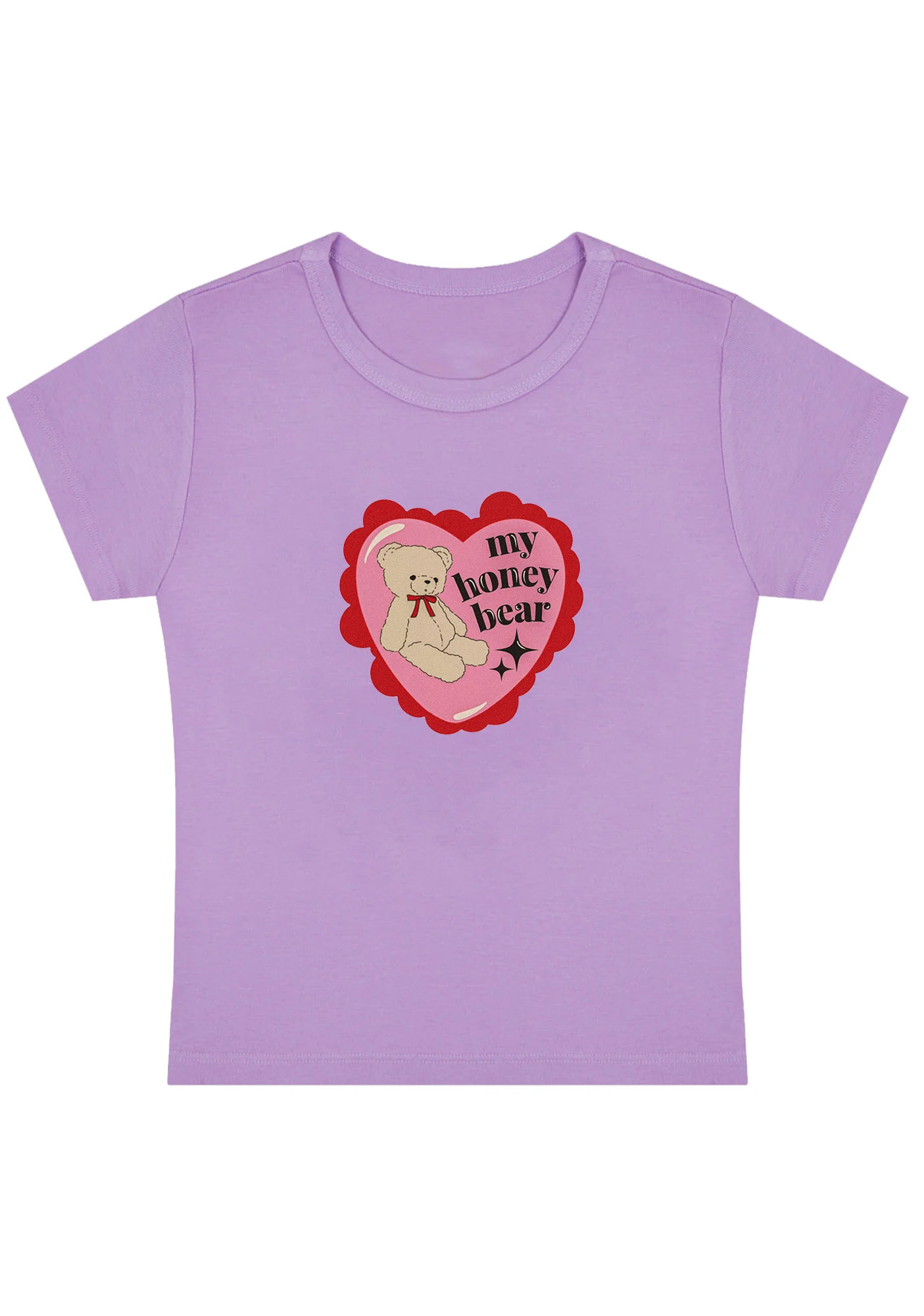 Curvy My Honey Bear Red Heart Baby Tee - Image 4