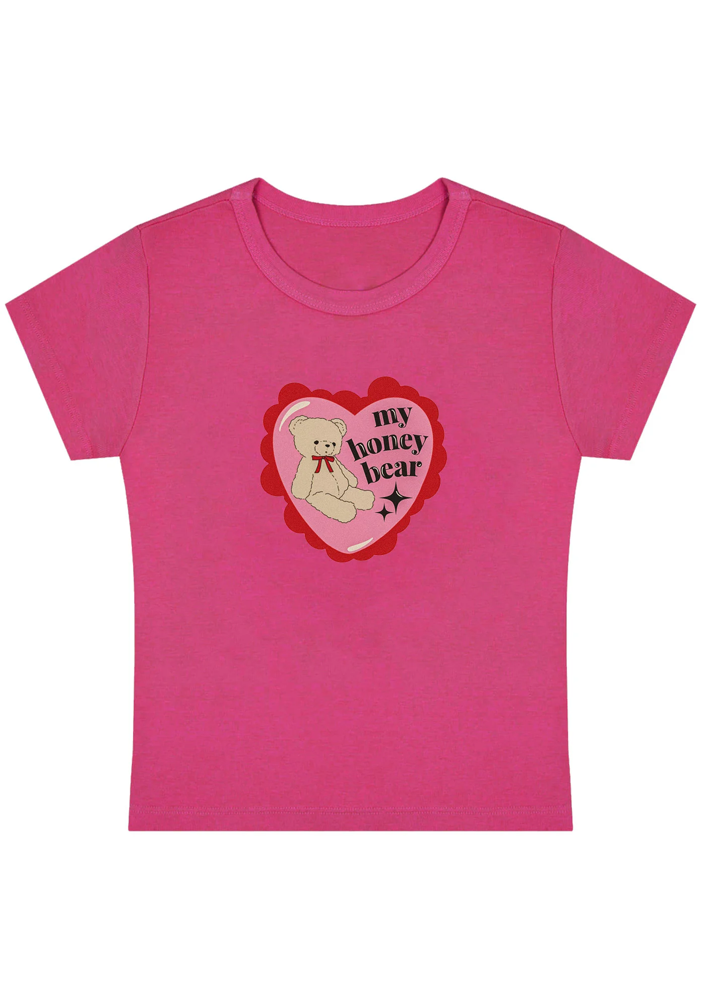 Curvy My Honey Bear Red Heart Baby Tee - Image 5