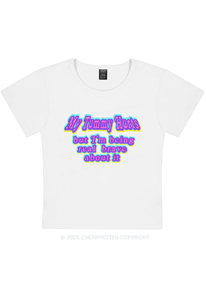 Curvy My Tummy Hurts Y2K Baby Tee Cherrykitten - Image 2