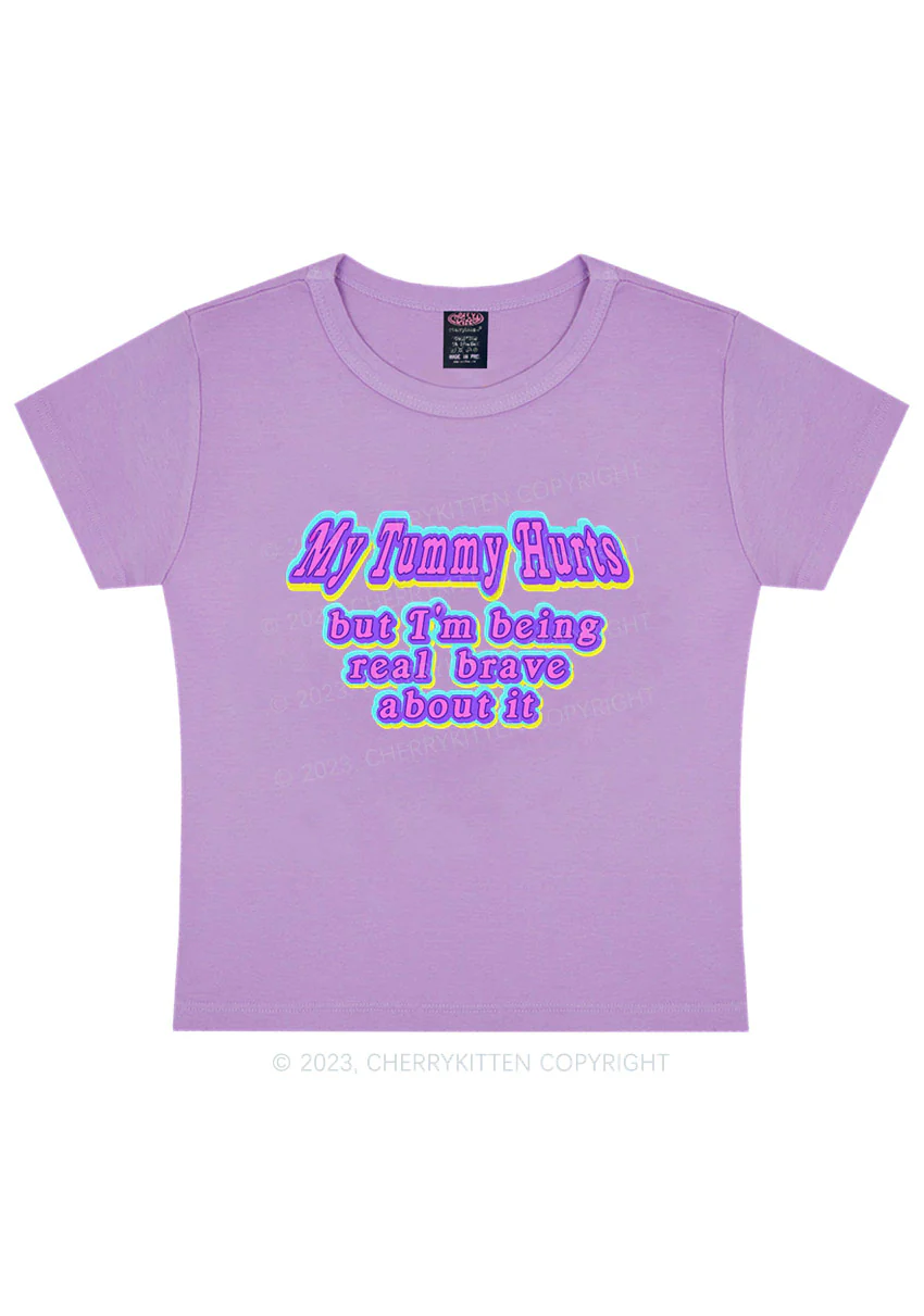 Curvy My Tummy Hurts Y2K Baby Tee Cherrykitten - Image 4