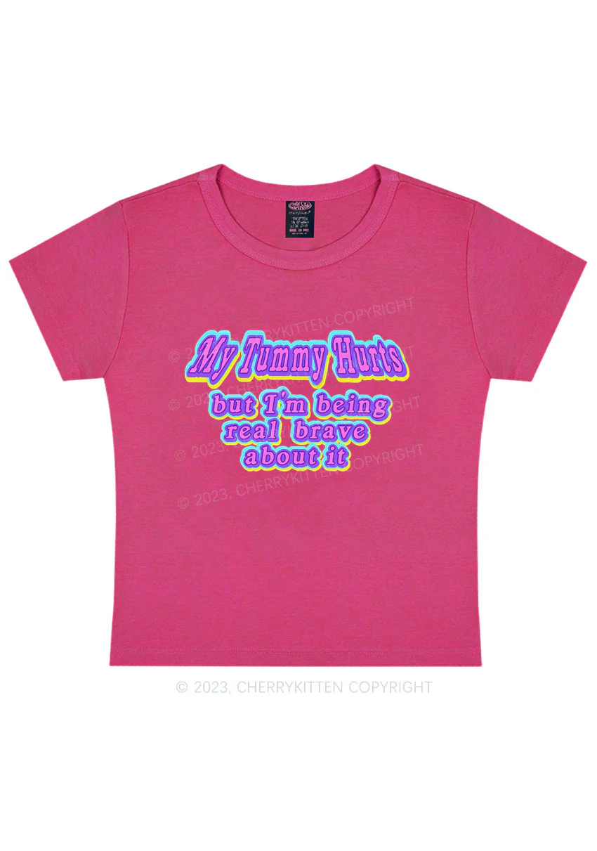 Curvy My Tummy Hurts Y2K Baby Tee Cherrykitten - Image 5