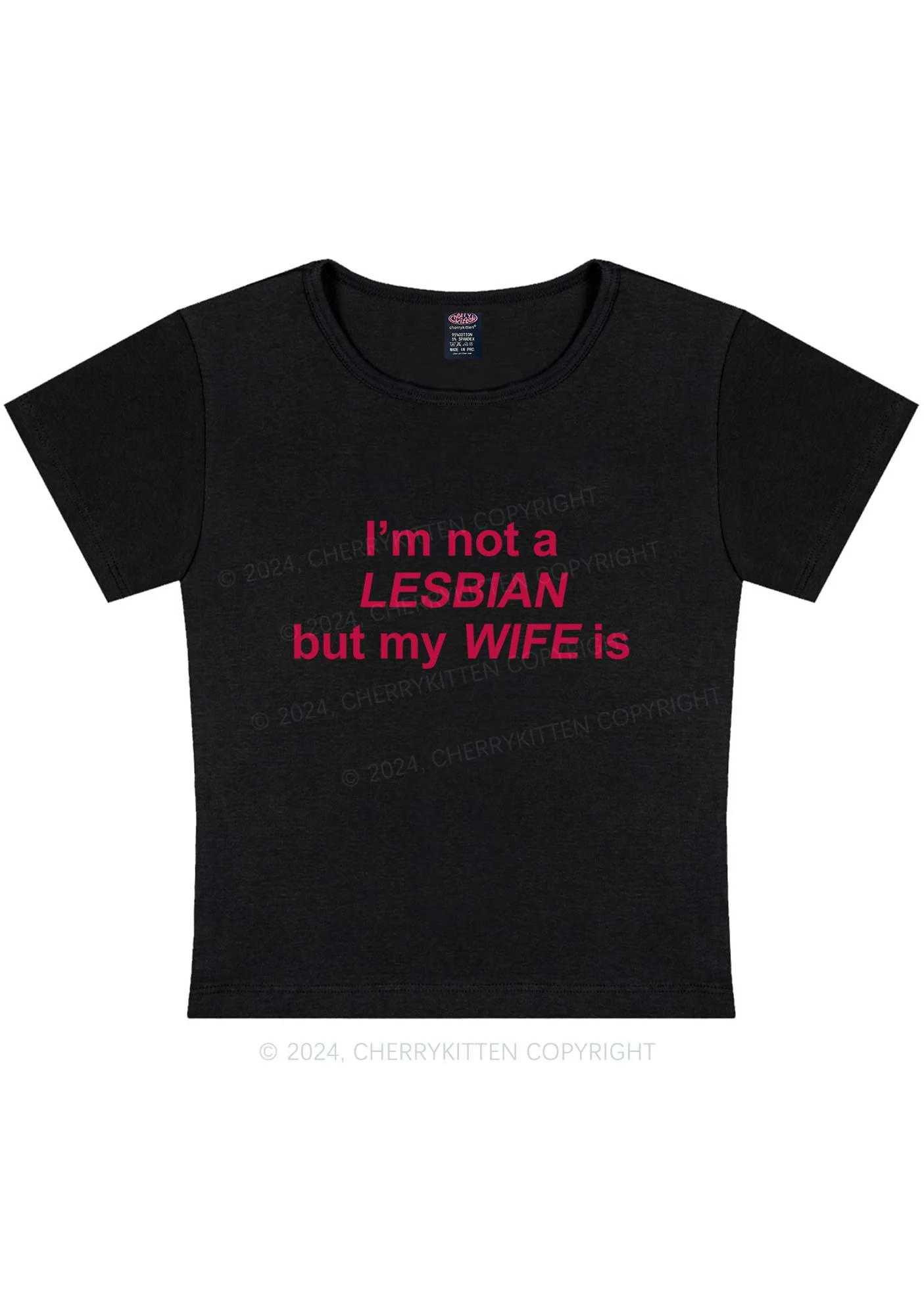Curvy My Wife Is Lesbian Y2K Baby Tee Cherrykitten - Image 2