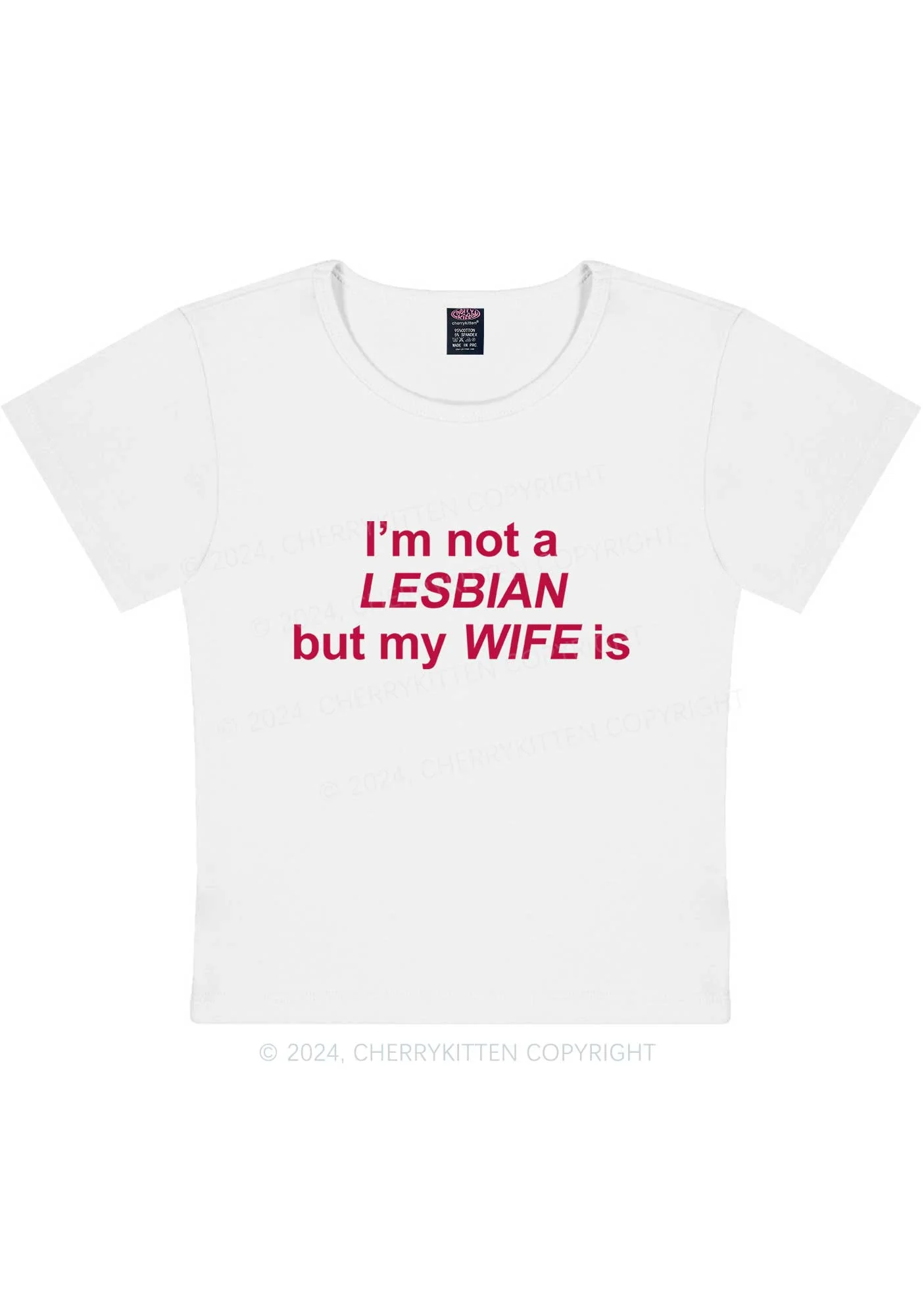 Curvy My Wife Is Lesbian Y2K Baby Tee Cherrykitten - Image 3