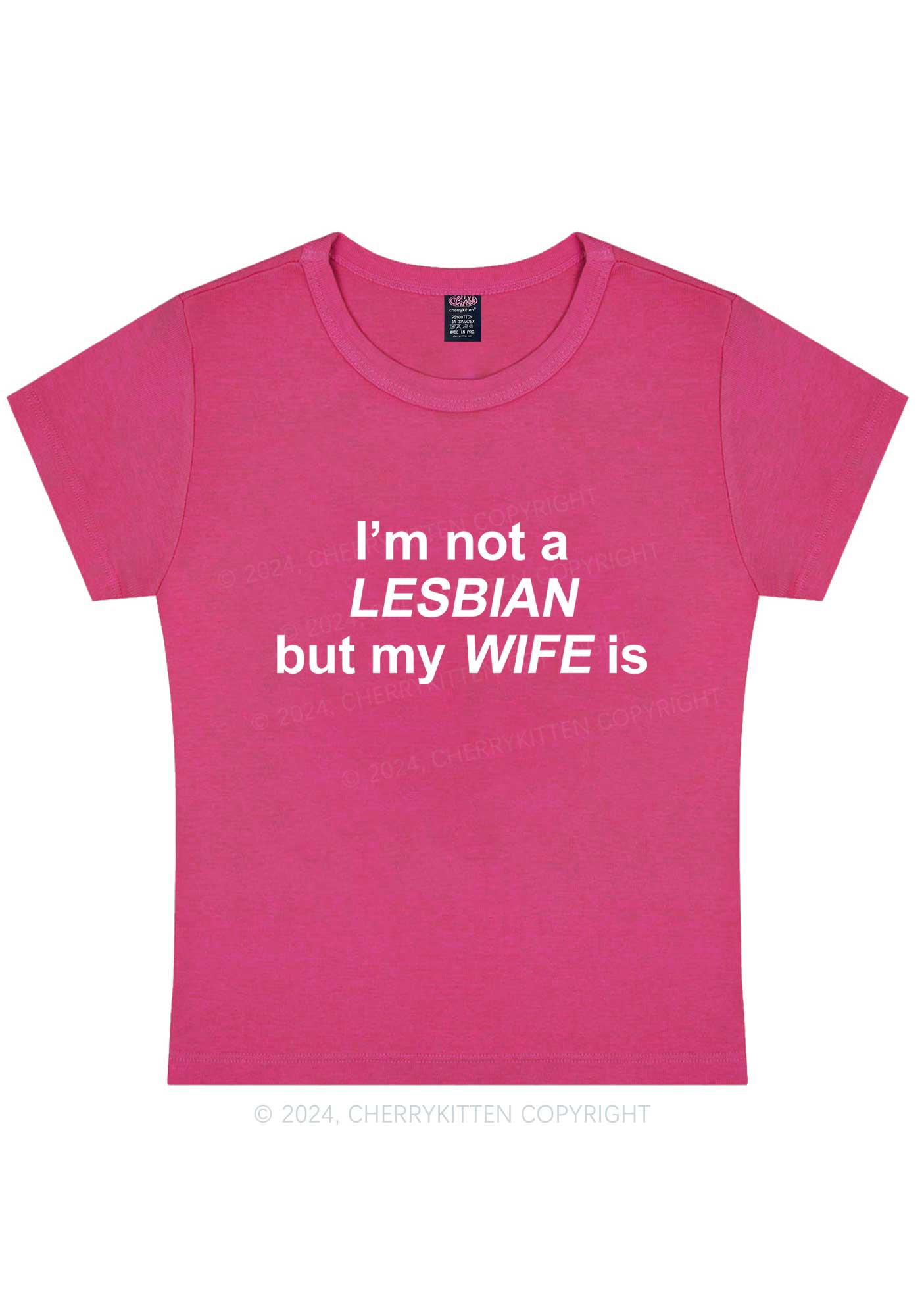 Curvy My Wife Is Lesbian Y2K Baby Tee Cherrykitten - Image 4