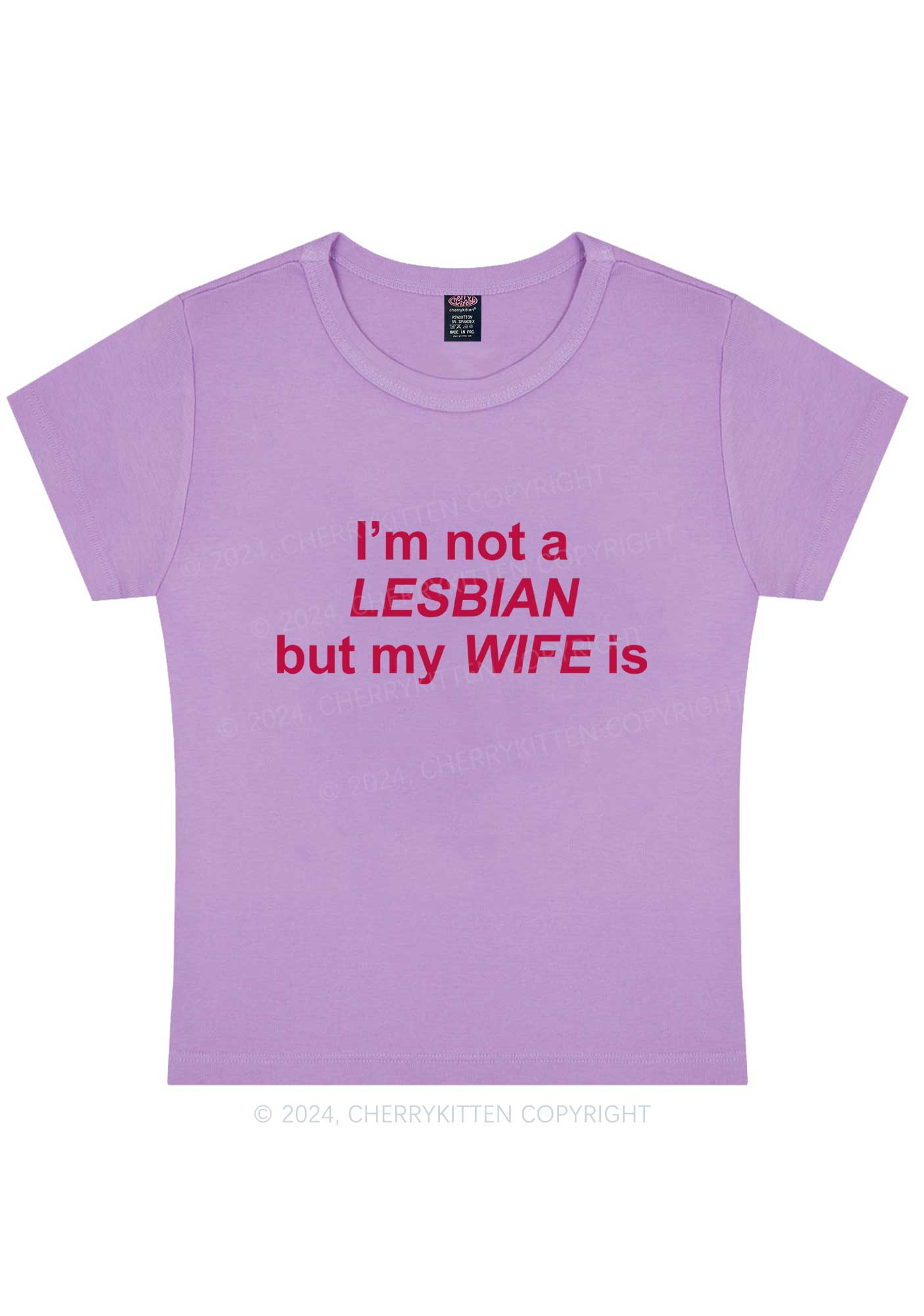 Curvy My Wife Is Lesbian Y2K Baby Tee Cherrykitten - Image 5