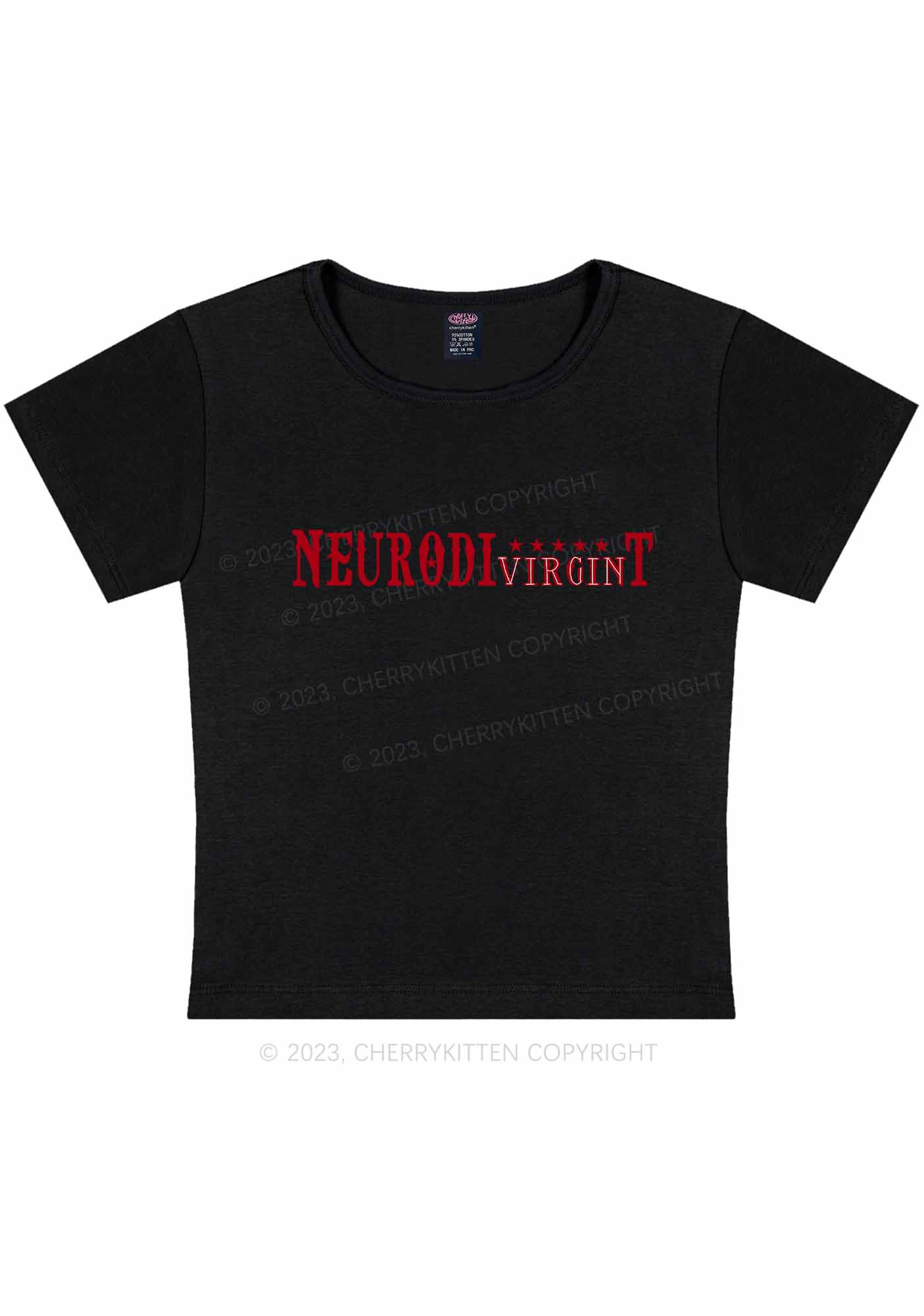 Curvy Neurodivirgint Stars Y2K Baby Tee Cherrykitten - Image 2
