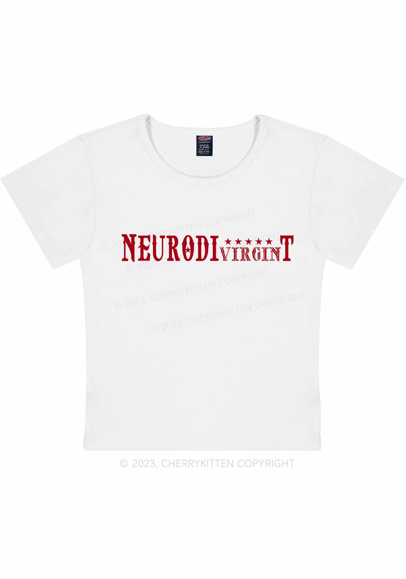 Curvy Neurodivirgint Stars Y2K Baby Tee Cherrykitten - Image 3